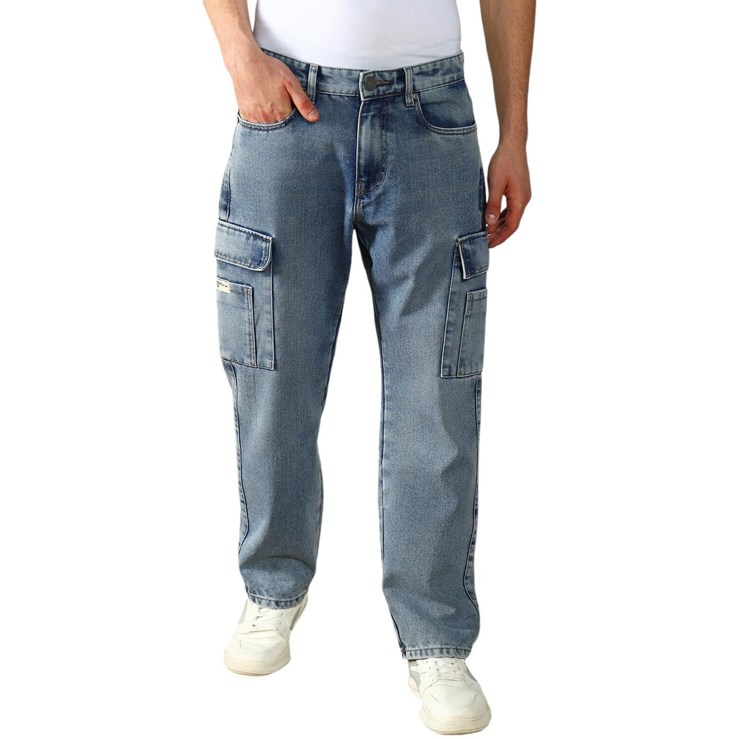 Dennis Lingo Men's | Light Blue Denim | Mid Rise | Relaxed Fit Jeans (Dlmjns24008_Lb_36)