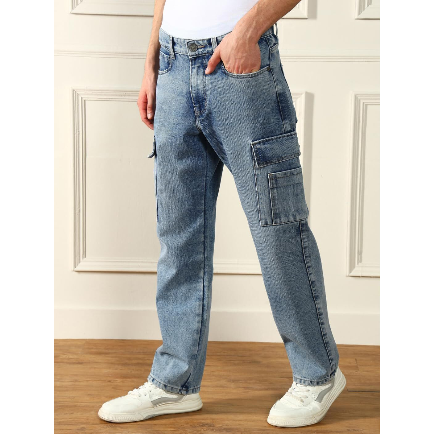 Dennis Lingo Men's | Light Blue Denim | Mid Rise | Relaxed Fit Jeans (Dlmjns24008_Lb_36)