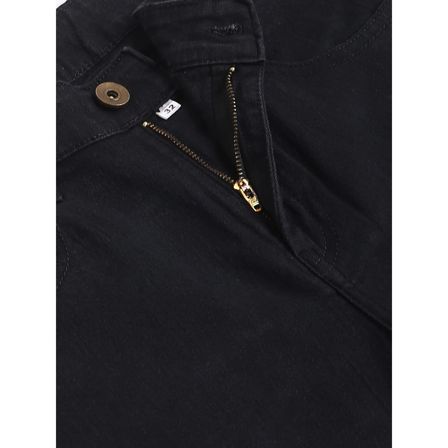 Dennis Lingo Men's Slim Fit Stretchable Mid Rise Cotton Blend Denim Solid Jeans (Black, 32)