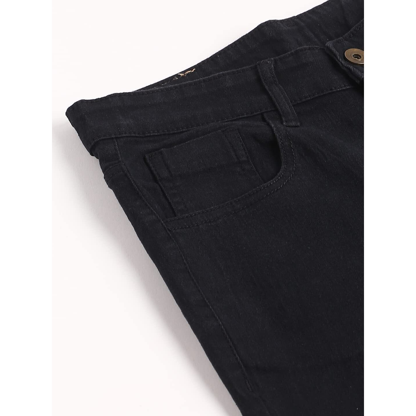 Dennis Lingo Men's Slim Fit Stretchable Mid Rise Cotton Blend Denim Solid Jeans (Black, 32)