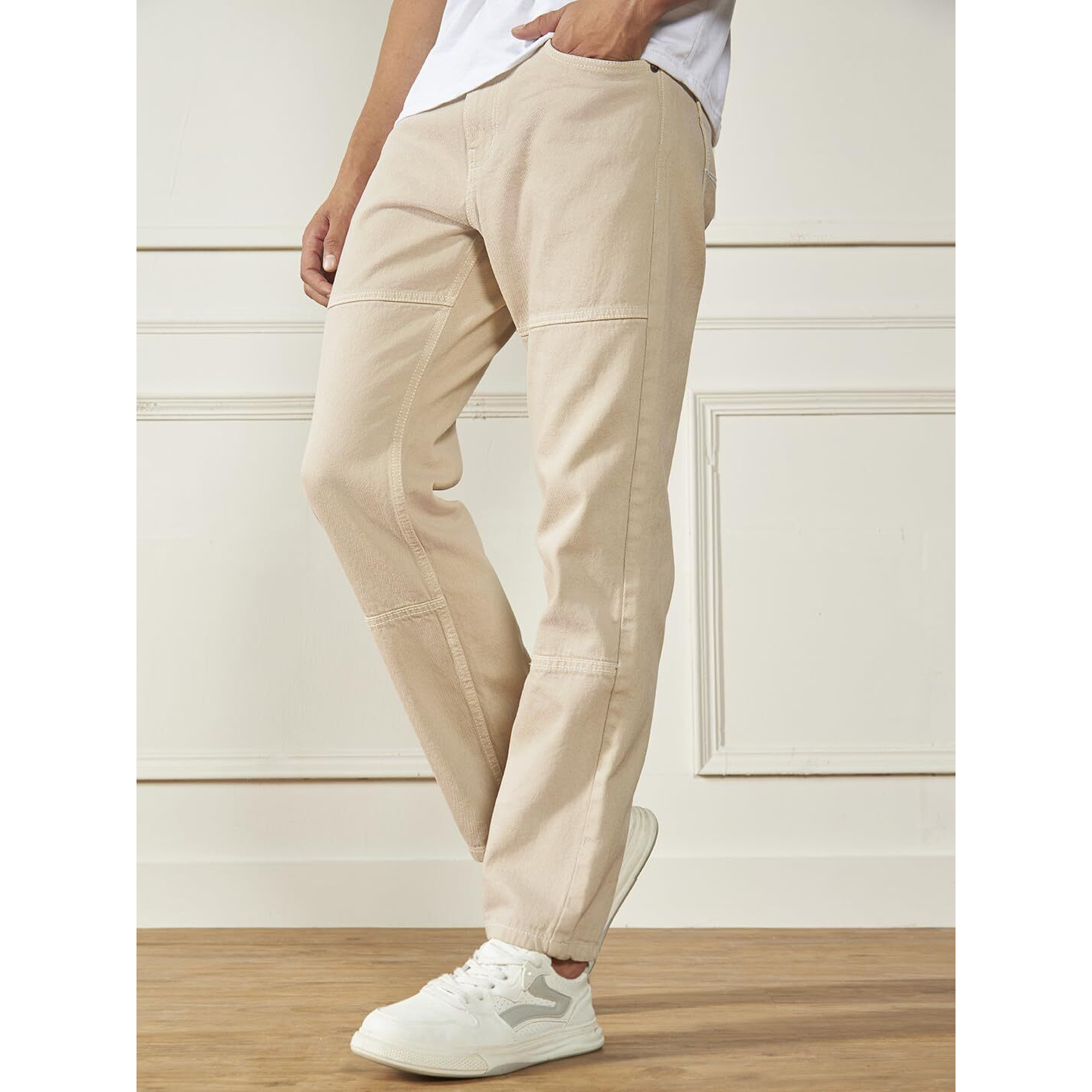 Dennis Lingo Men's | Ecru Denim | Mid Rise | Relaxed Fit Jeans (Dlmjns24013_Ec_30)