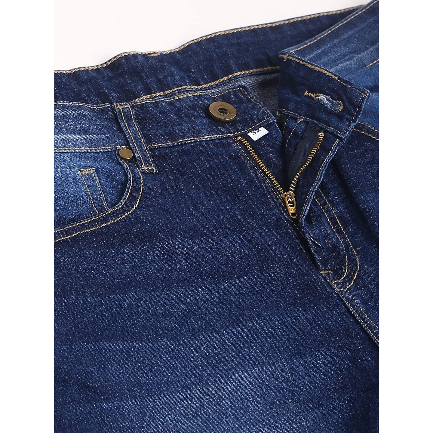 Dennis Lingo Men's Slim Fit Stretchable Mid Rise Cotton Blend Denim Solid Jeans (Indigo7, 32)