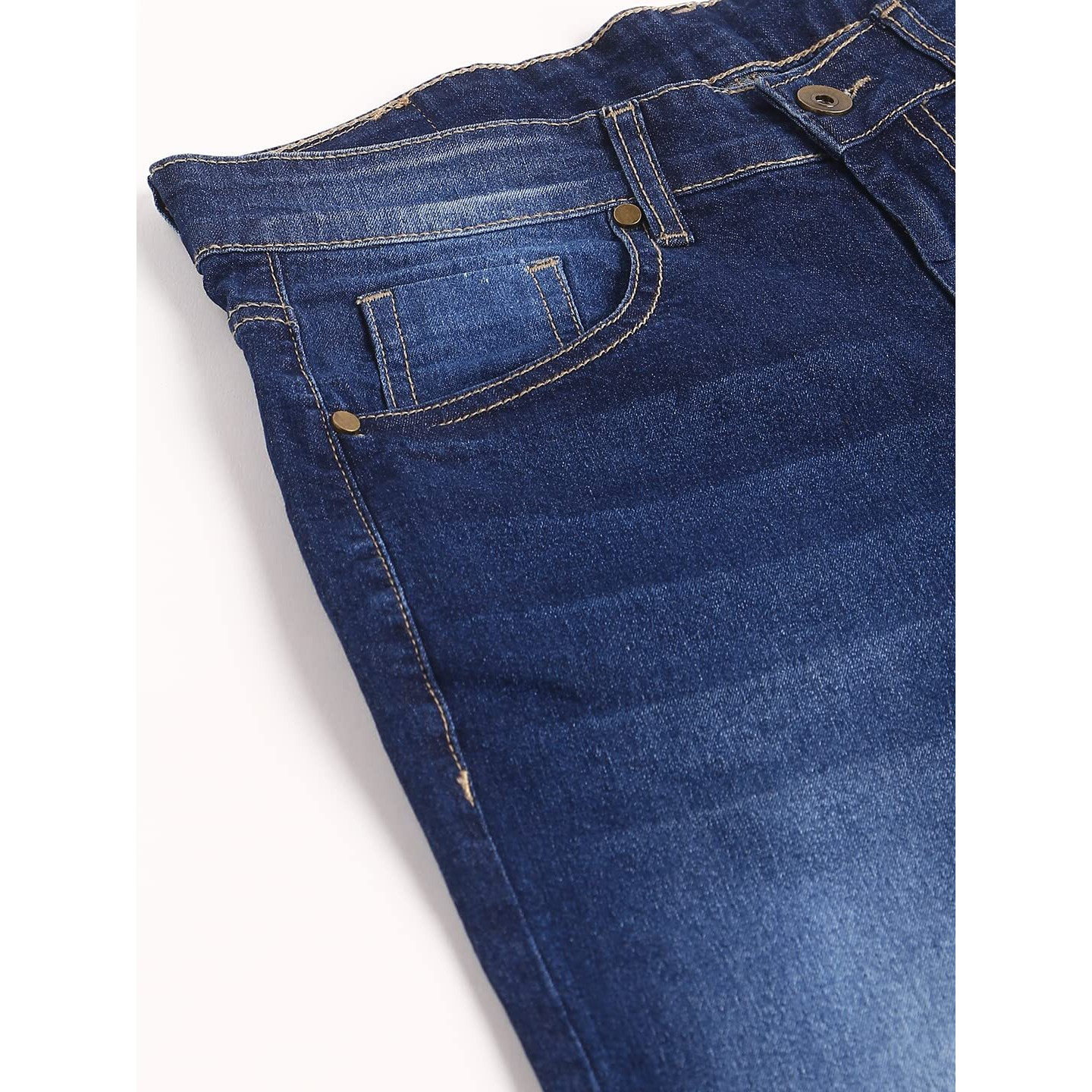 Dennis Lingo Men's Slim Fit Stretchable Mid Rise Cotton Blend Denim Solid Jeans (Indigo7, 32)