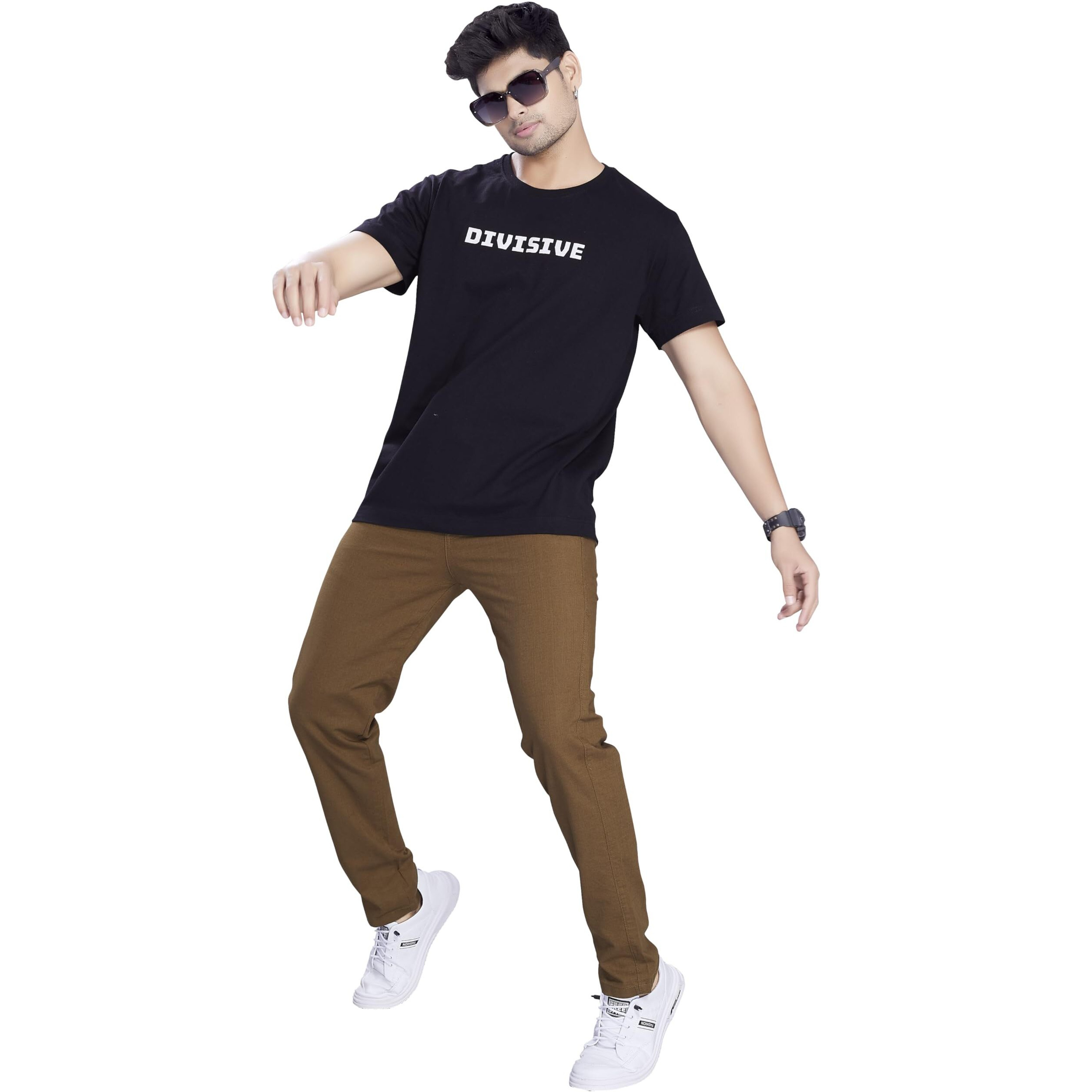 Divisive Men's Loose Fit Linen Blend Cotton Pants (Dpt122_36_Khaki)