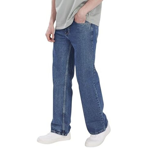 Divisive Men's Baggy Loose Fit Cotton Denim Jeans (Djns50_34_Blue)