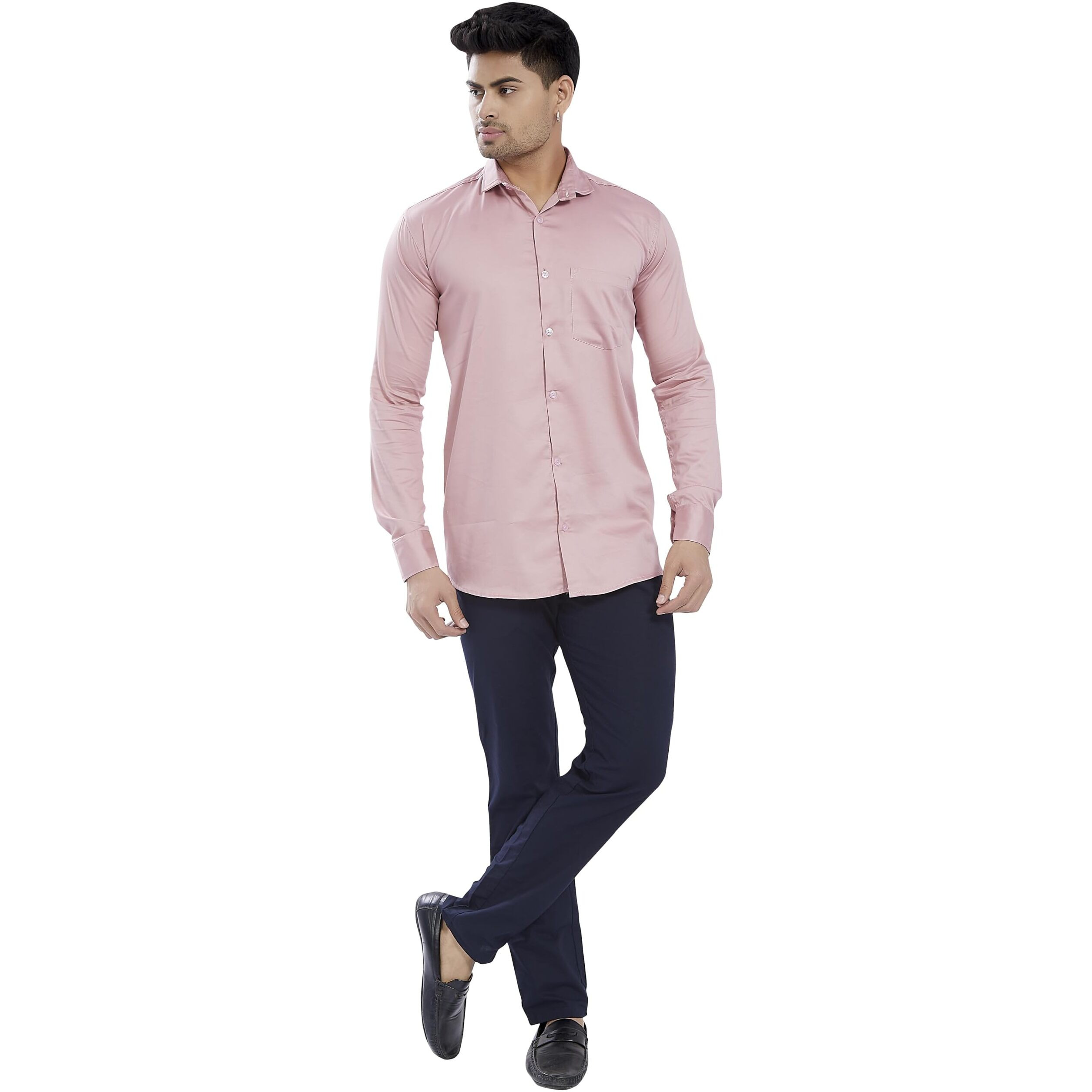 Divisive Men's Solid Slim Fit Shirt (Dst20_Xxl_Pastel Pink)
