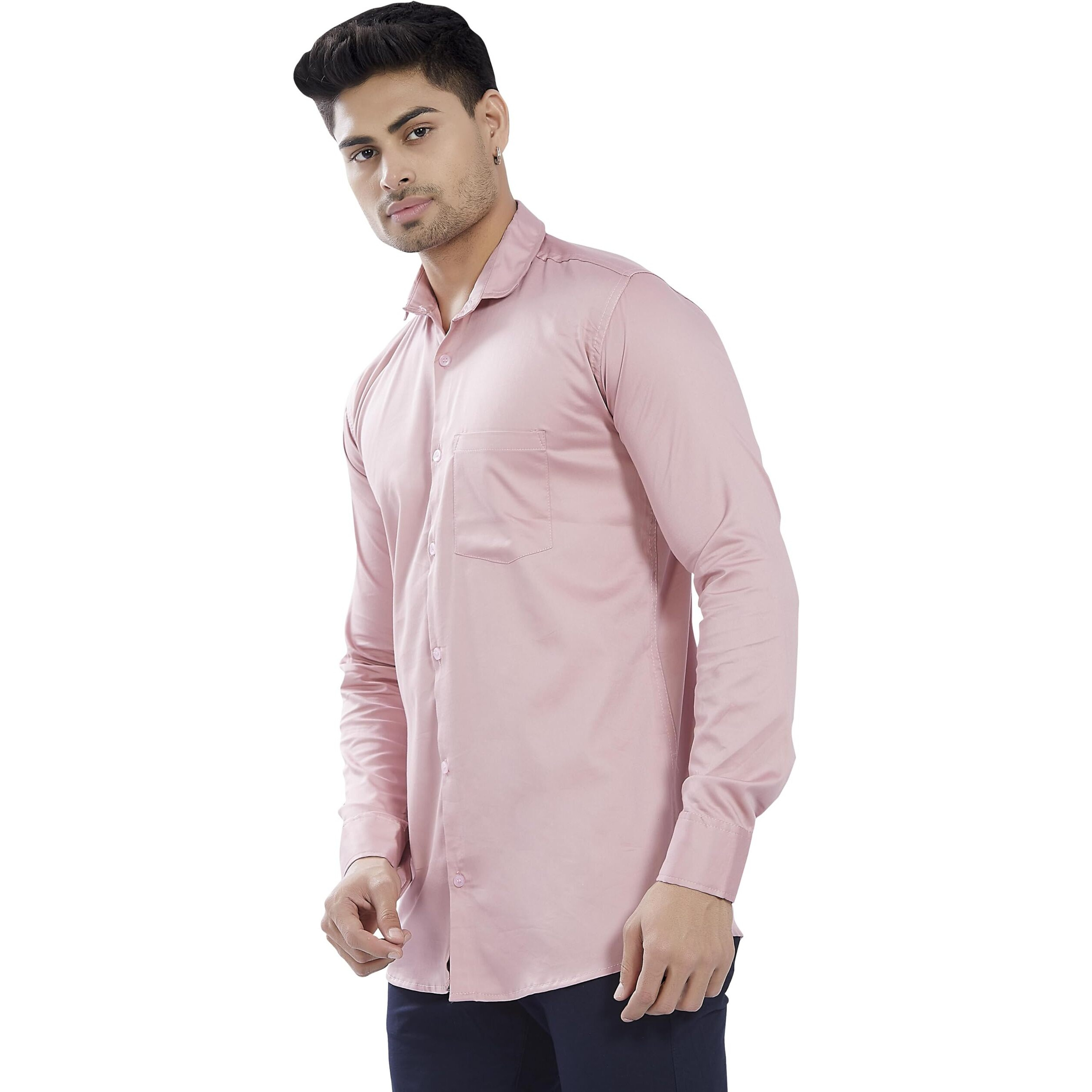 Divisive Men's Solid Slim Fit Shirt (Dst20_Xxl_Pastel Pink)