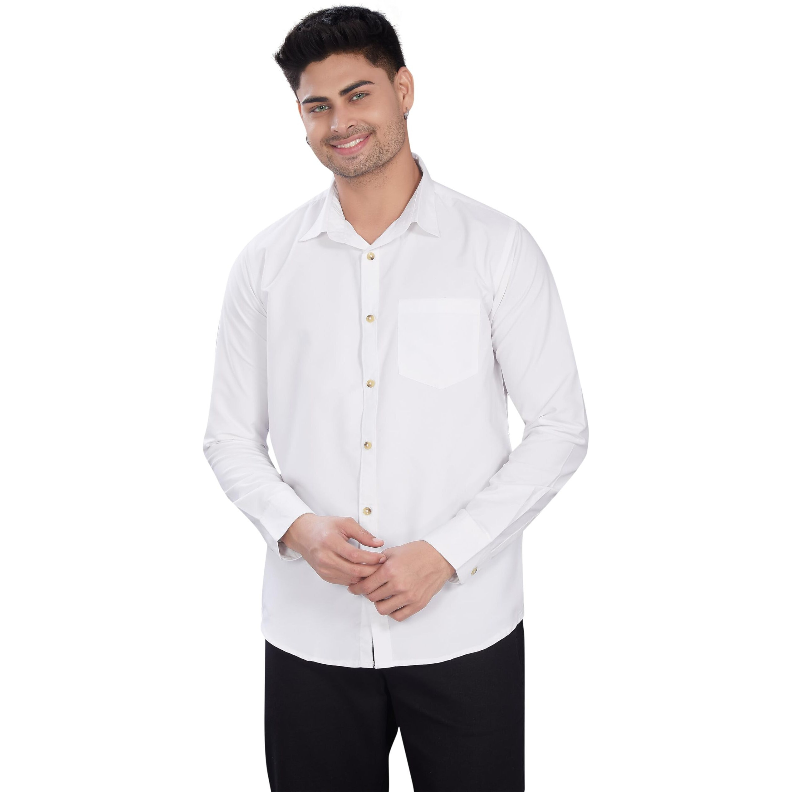 Divisive Men's Solid Slim Fit Shirt (Dst85_Xl_White)