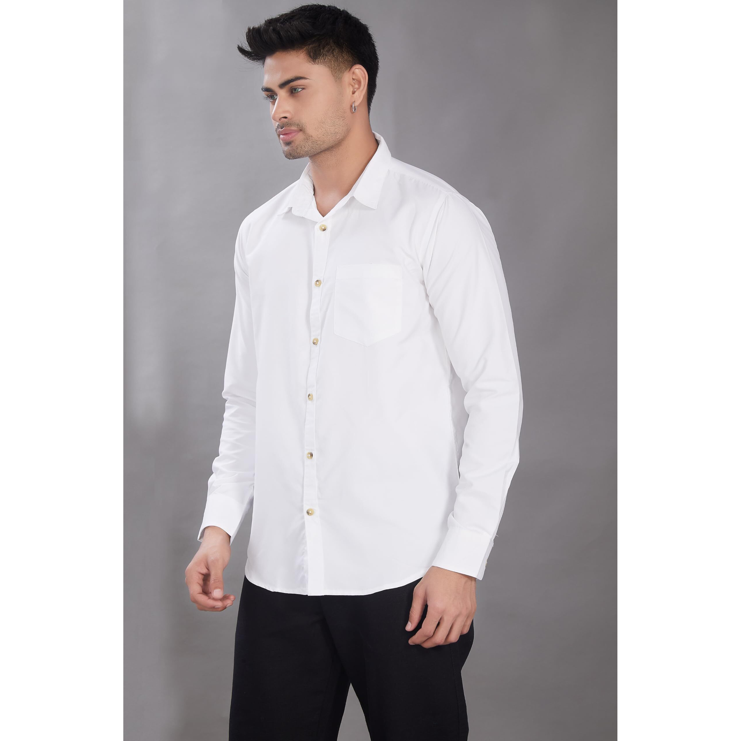 Divisive Men's Solid Slim Fit Shirt (Dst85_Xl_White)
