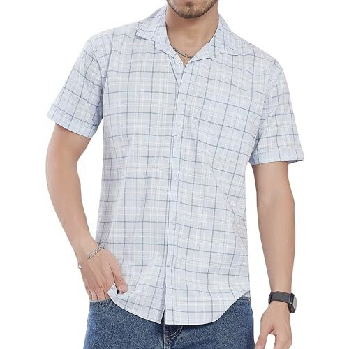 Divisive Men's Slim Fit Half Sleeves Cotton Casual Shirt (Dst494_Xxl_Lavendar)