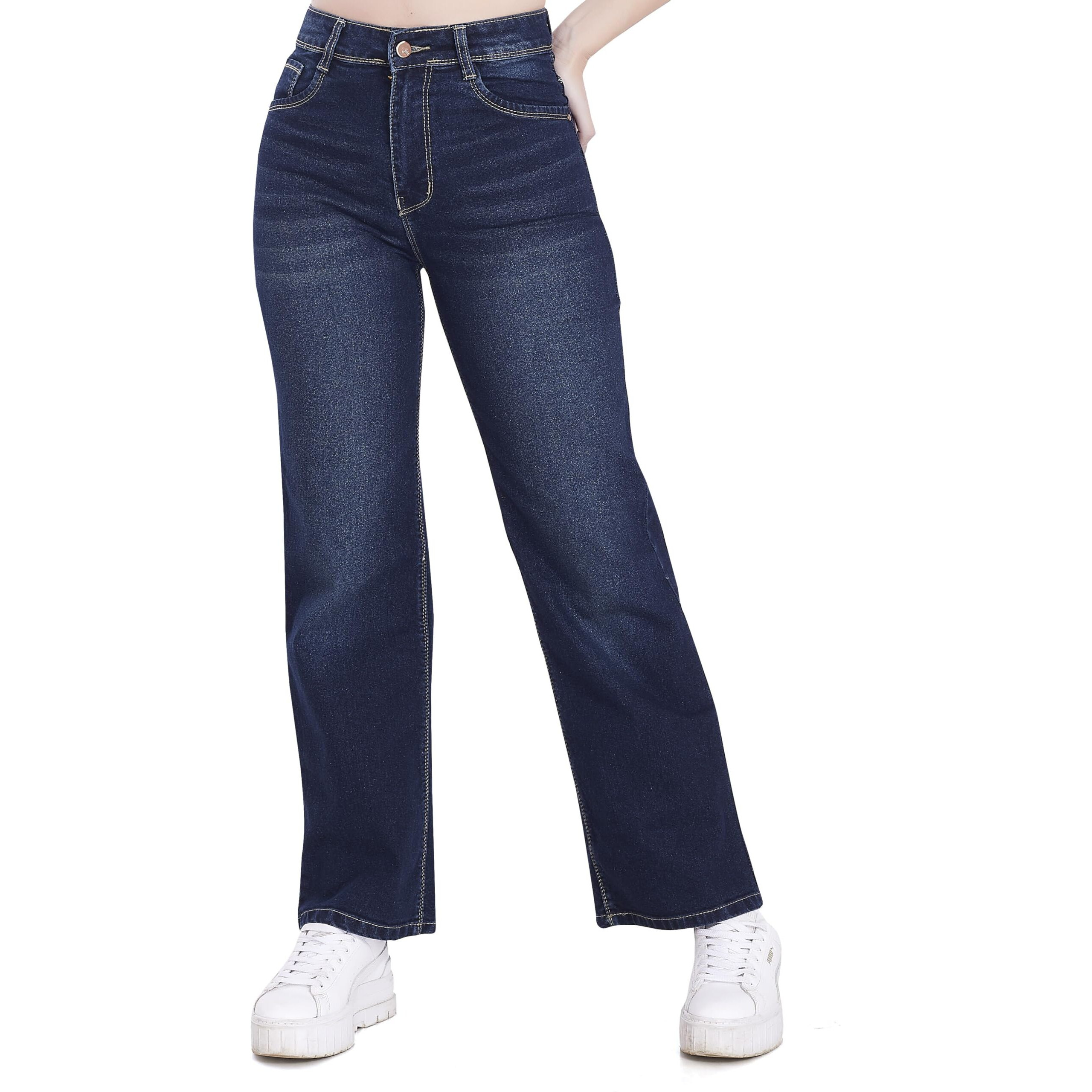 Divisive Women's Loose Straight Fit Denim Jeans (Dwj2_34_Dx Blue)