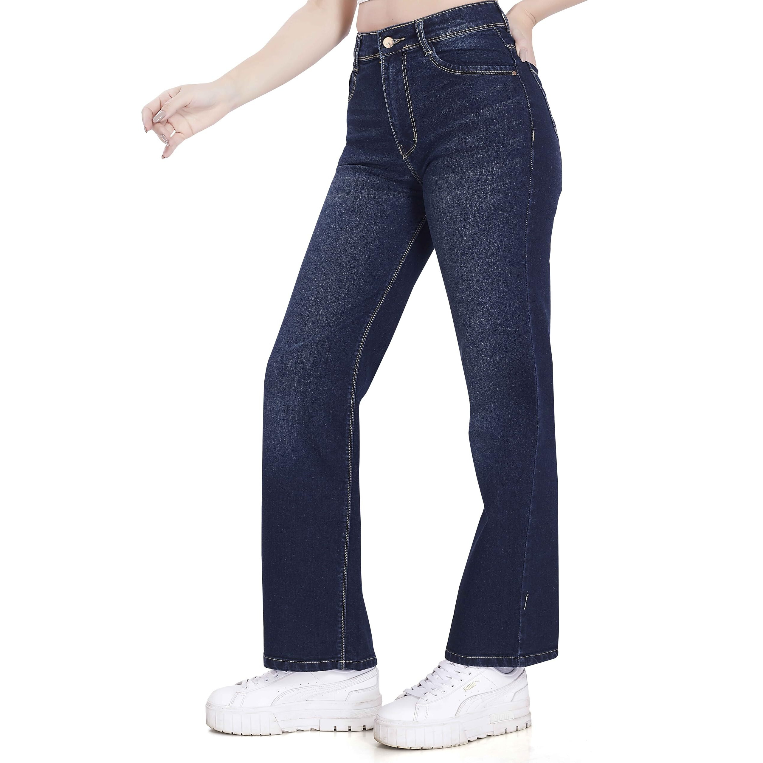 Divisive Women's Loose Straight Fit Denim Jeans (Dwj2_34_Dx Blue)