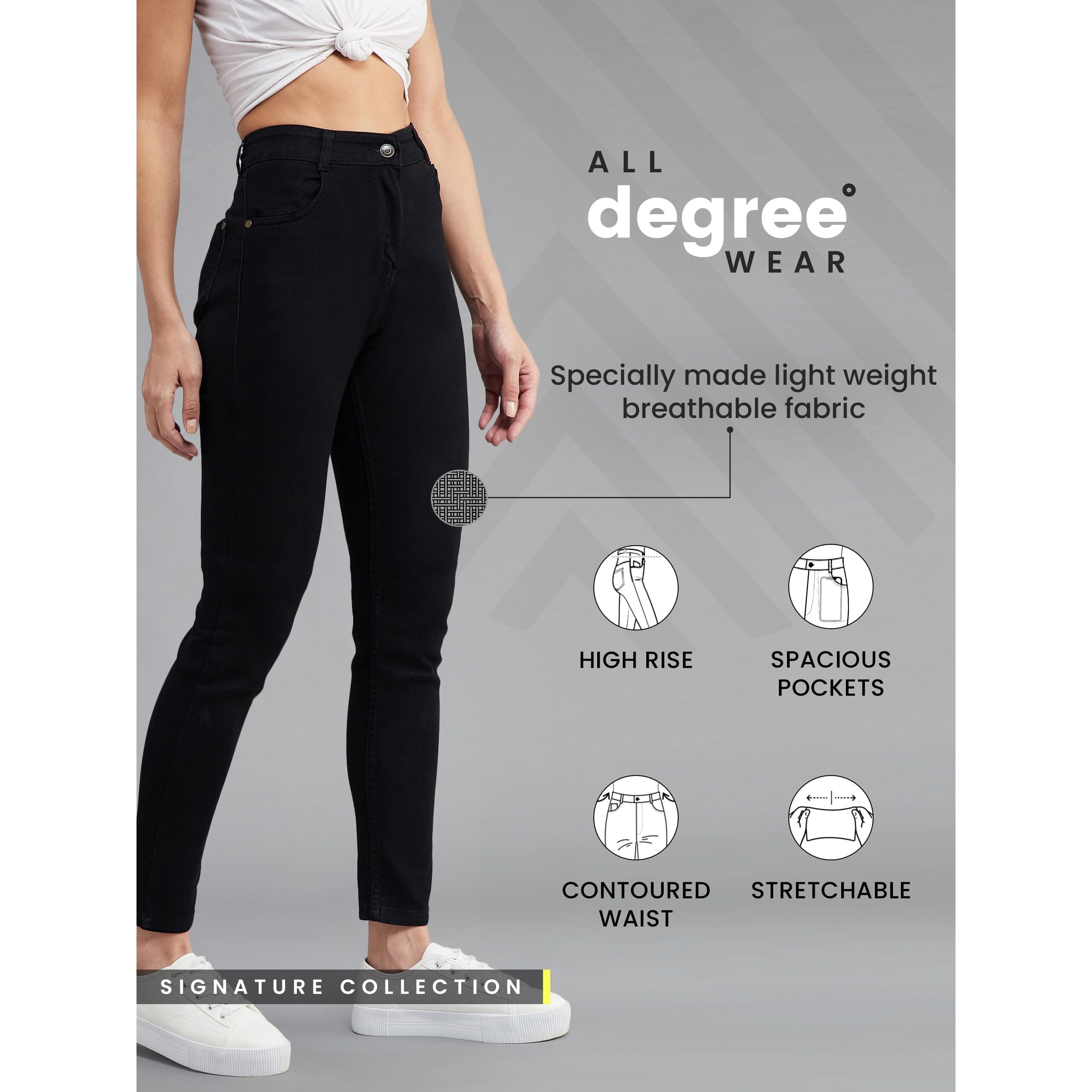 Dolce Crudo Women's Black Skinny Fit High Rise Regular Length Stretchable Denim Jeans (Doss21Den99-38-62 28,Black,28)