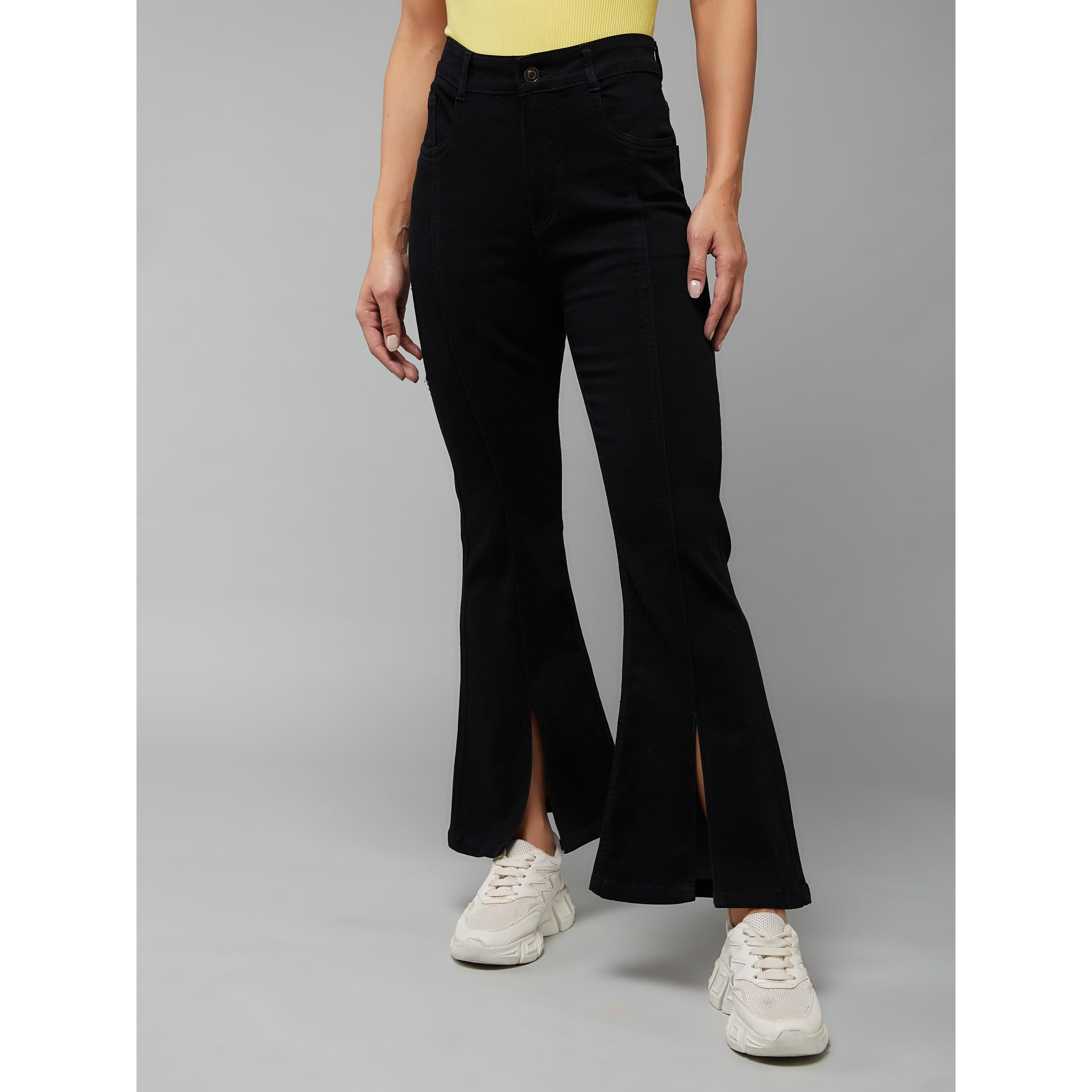 Dolce Crudo Women's Light Blue Bootcut High Rise Clean Look Cropped Jeans (Doss24Den79-18-62-32, Black, 32)