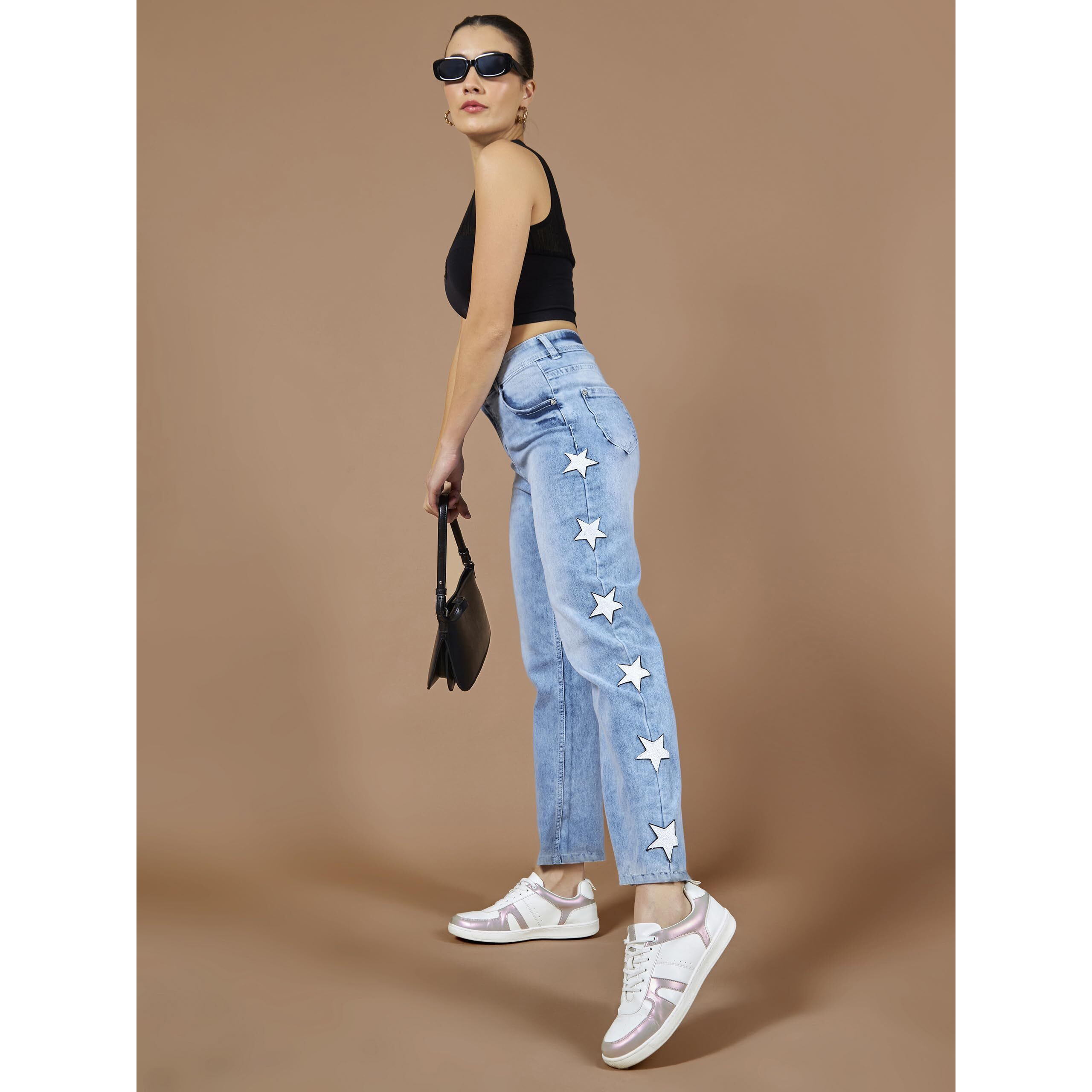 Dolce Crudo Women's Slim Fit High Rise Regular Length Stretchable Denim Jeans (Doss24Den97-26-158-26, Light Blue, 26)