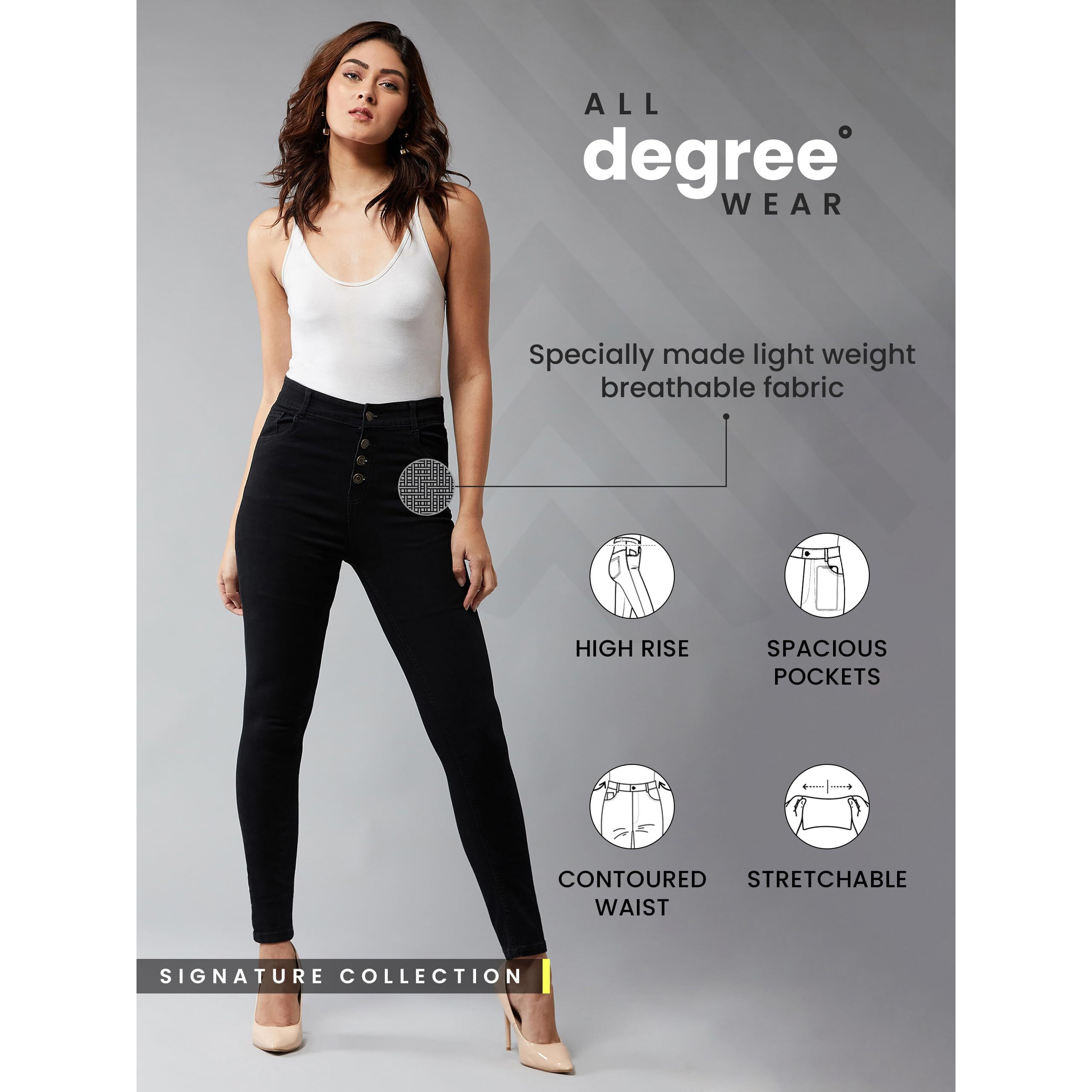 Dolce Crudo Women's Black Skinny Fit High Rise Clean Look Regular Length Stretchable Denim Jeans(Doaw18Den02-78-62-26,Black,26)