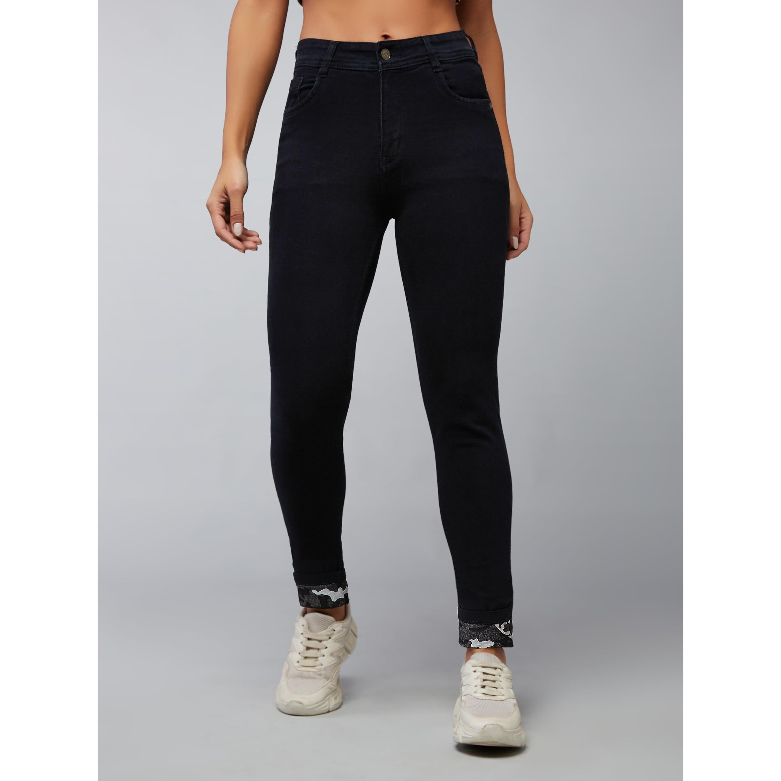 Dolce Crudo Women's Black High Rise Slim Fit Regular Length Stretchable Denim Jeans(Doss19Den10-02-62-32,Black,32)