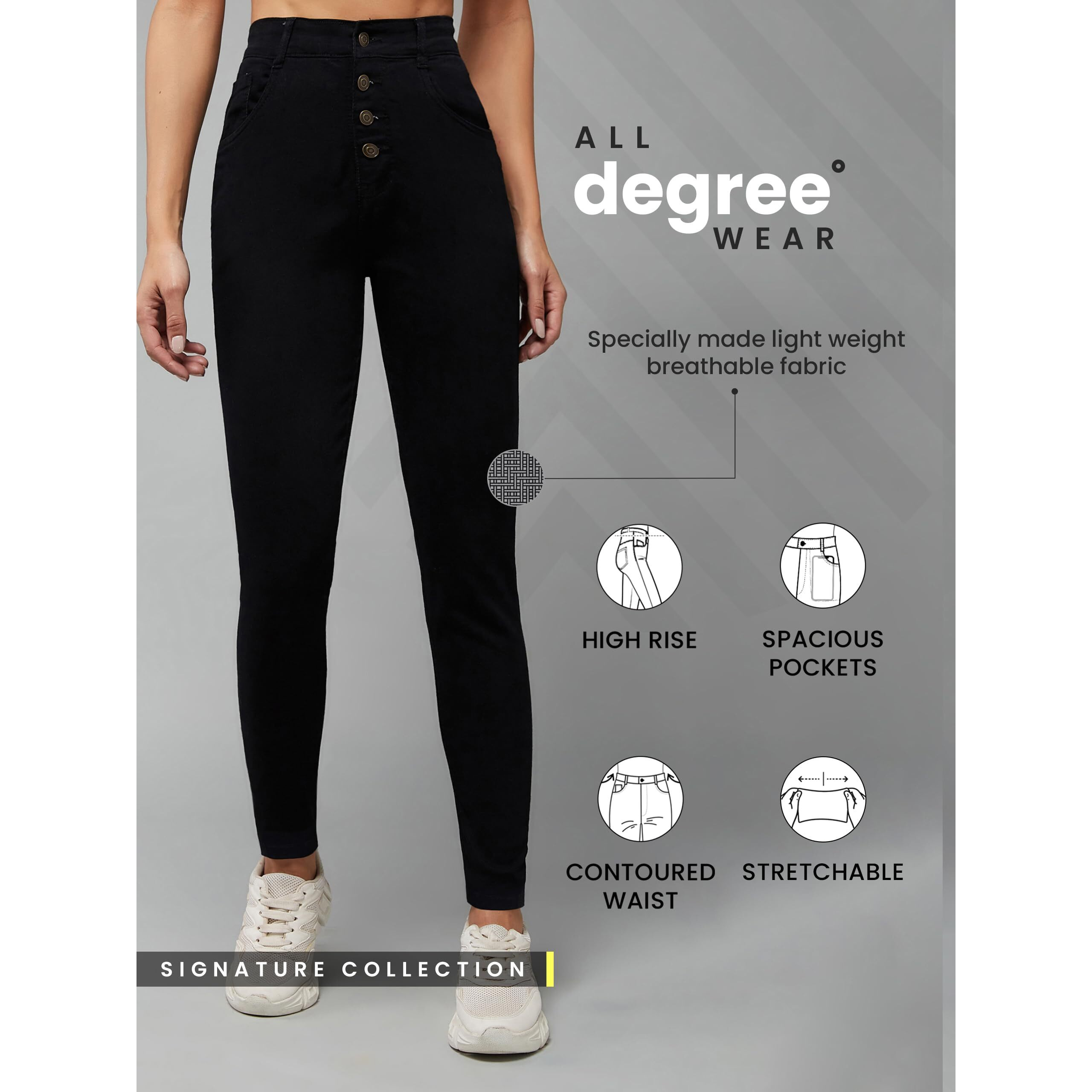 Dolce Crudo Women's Black Skinny Fit High Rise Regular Length Stretchable Denim Jeans (Doss20Den99-31-62-32, Black, 32)