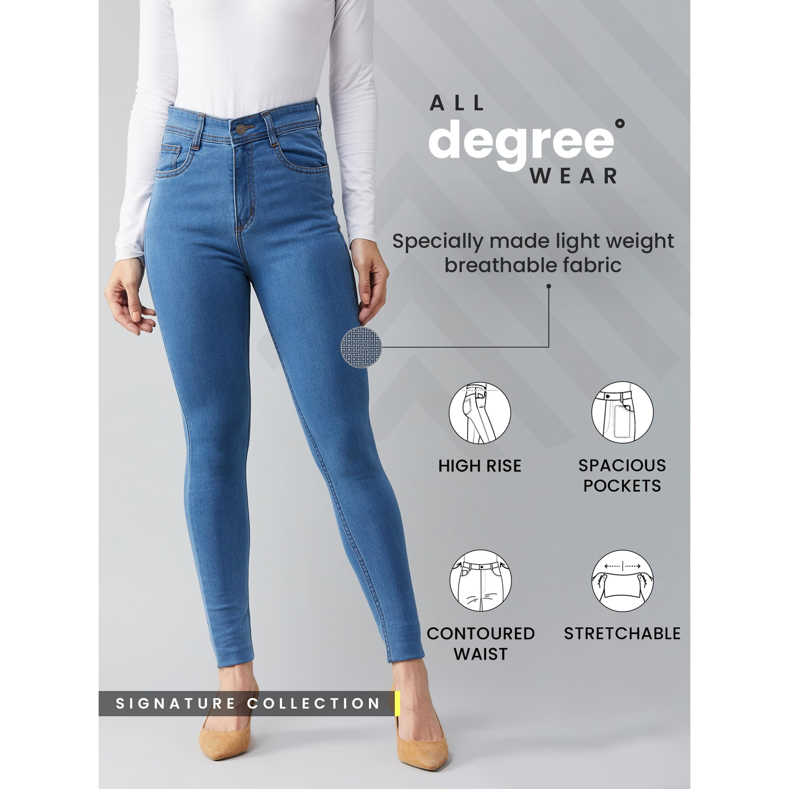 Dolce Crudo Blue Skinny High Rise Distressed Regular Length Denim Jeans (Doss19Den07-44-115-36, Blue, 36)