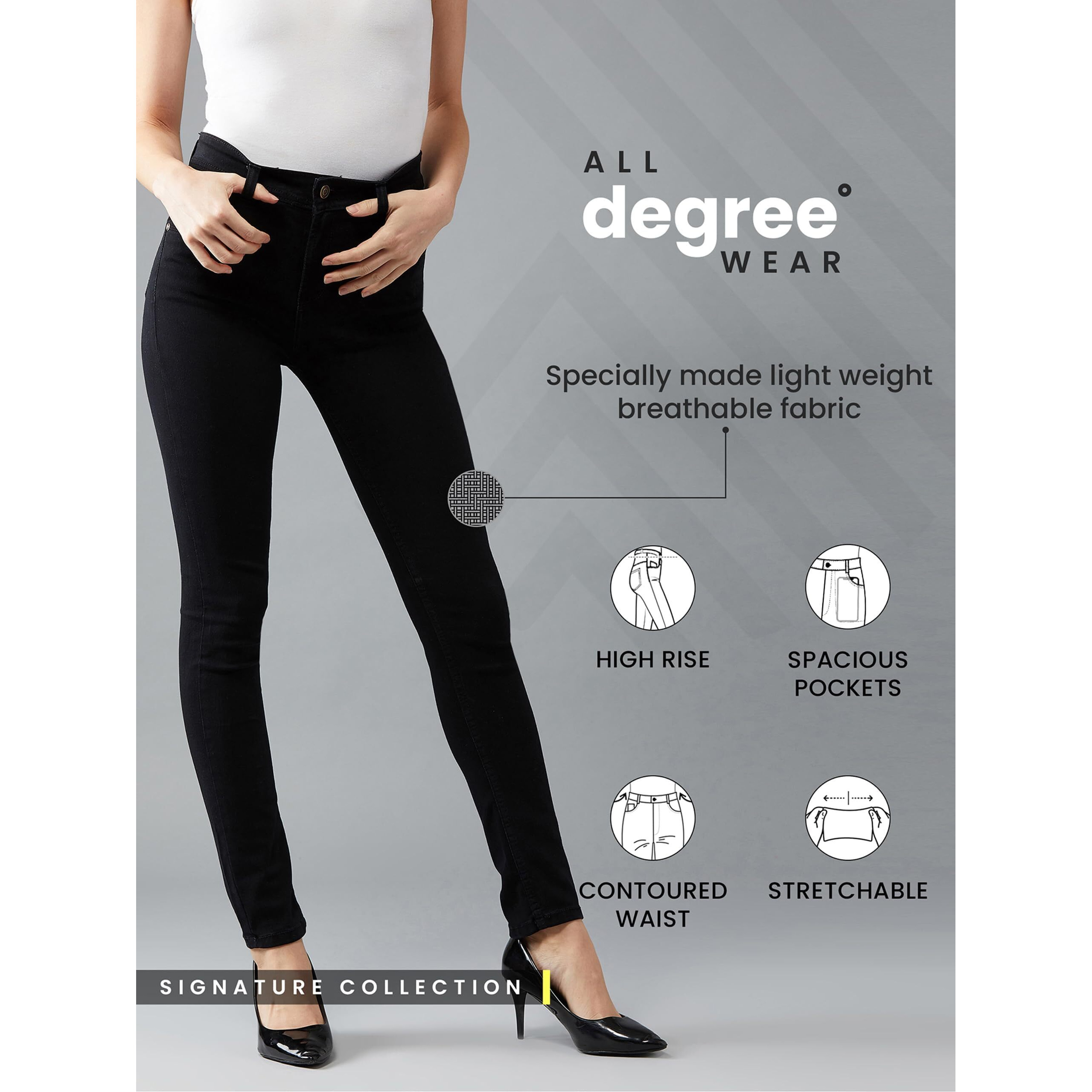 Dolce Crudo Women's Black Slim Fit High Rise Clean Look Acid Wash Regular Length Stretchable Denim Jeans(Doaw18Den02-74-62-34,Black,34)