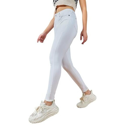 Dolce Crudo Women's White Skinny High Rise Regular Length Stretchable Denim Jeans (Doss21Den99-44-82 30,White,30)