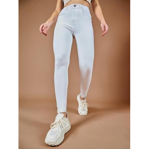 Dolce Crudo Women's White Skinny High Rise Regular Length Stretchable Denim Jeans (Doss21Den99-44-82 30,White,30)