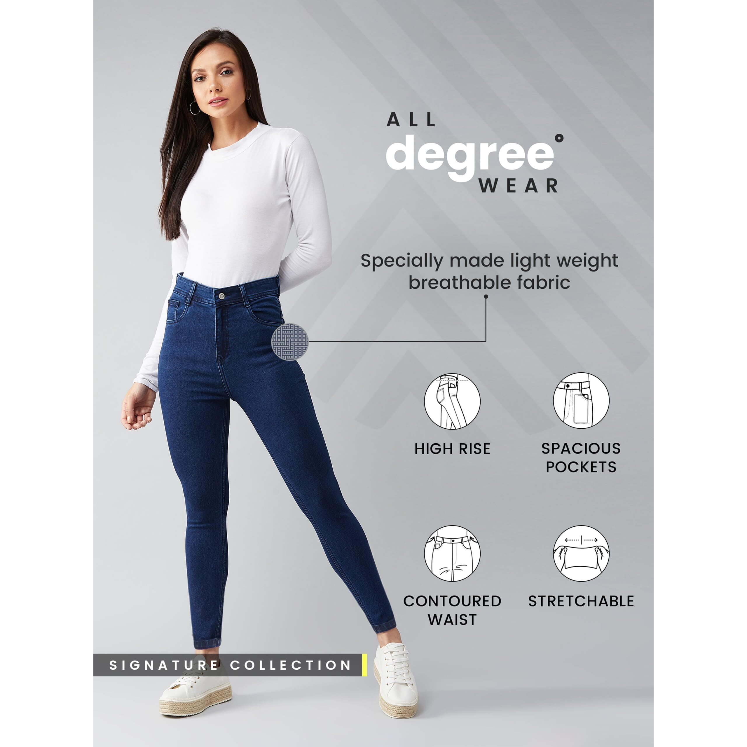 Dolce Crudo Women's Navy Blue Skinny Fit High Rise Regular Length Stretchable Denim Jeans (Doss21Den99-39-71 32,Navy Blue,32)