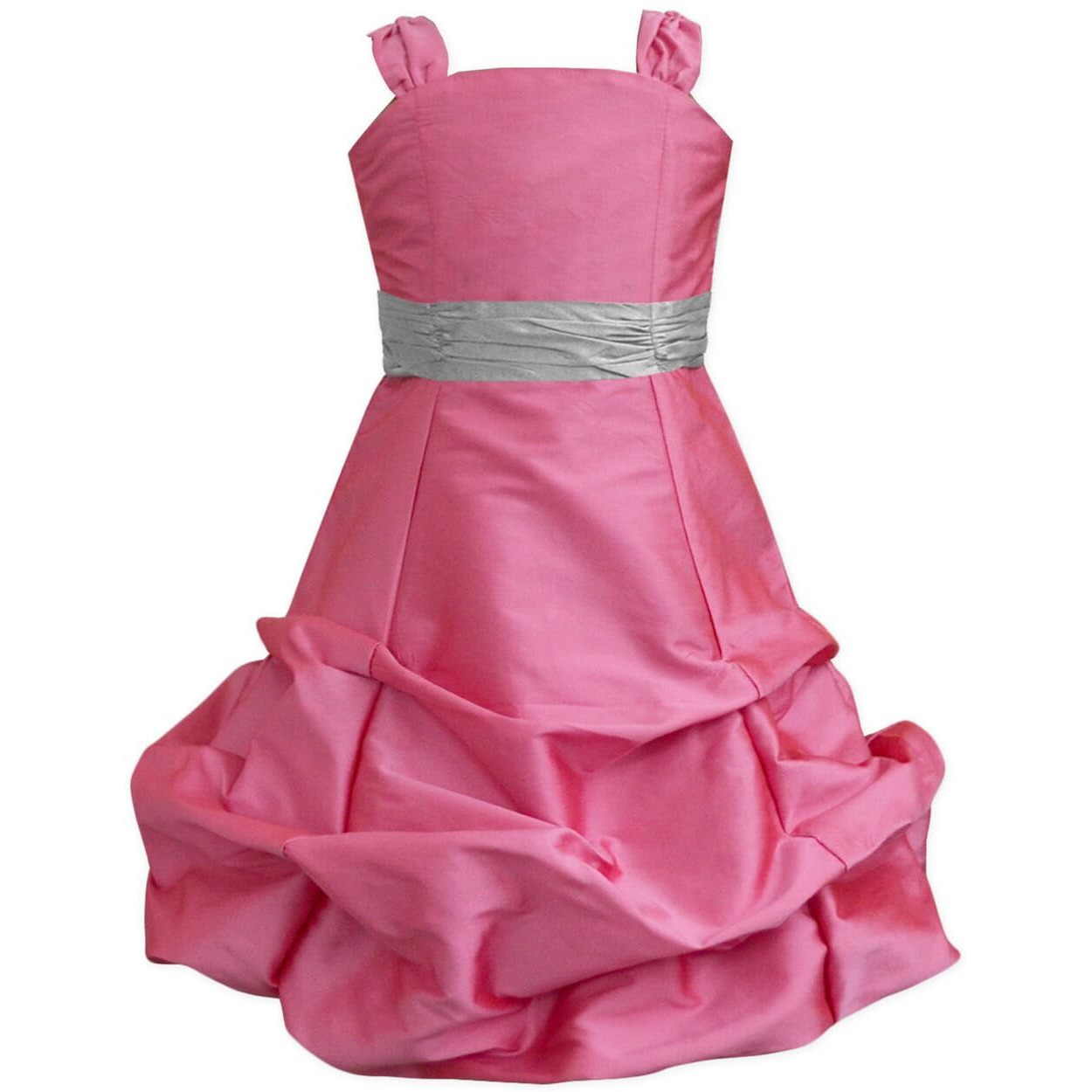 A.T.U.N Girl's Bubble Hem Maxi Dress (Bgwn Rou Sil_Rouge-Silver_1-2 Years_Pink, Rouge-Silver)