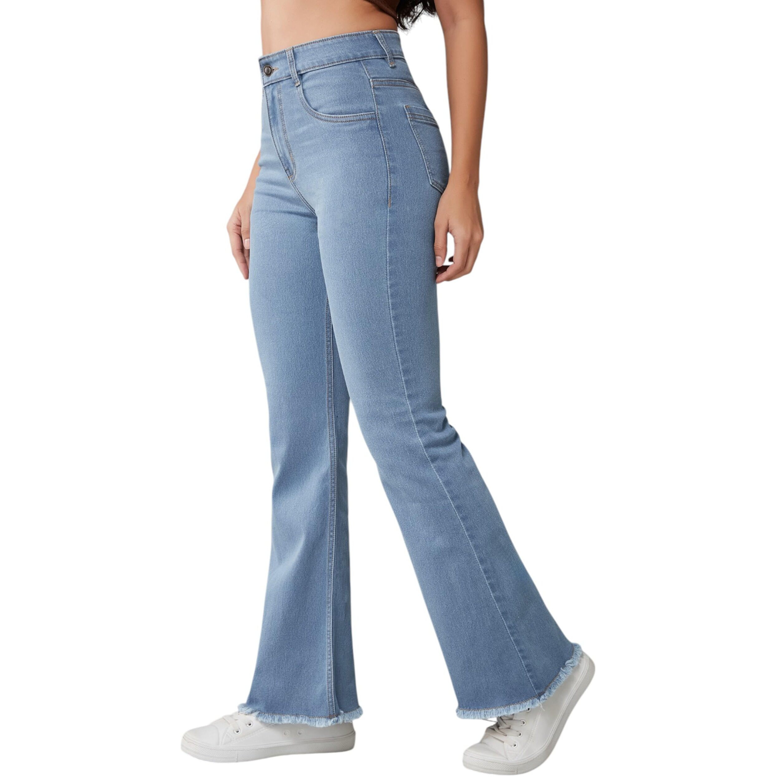 Dolce Crudo Women's Bootcut High Rise Stretchable Denim Jeans (Doss24Den13-07-158-28, Blue, 28)