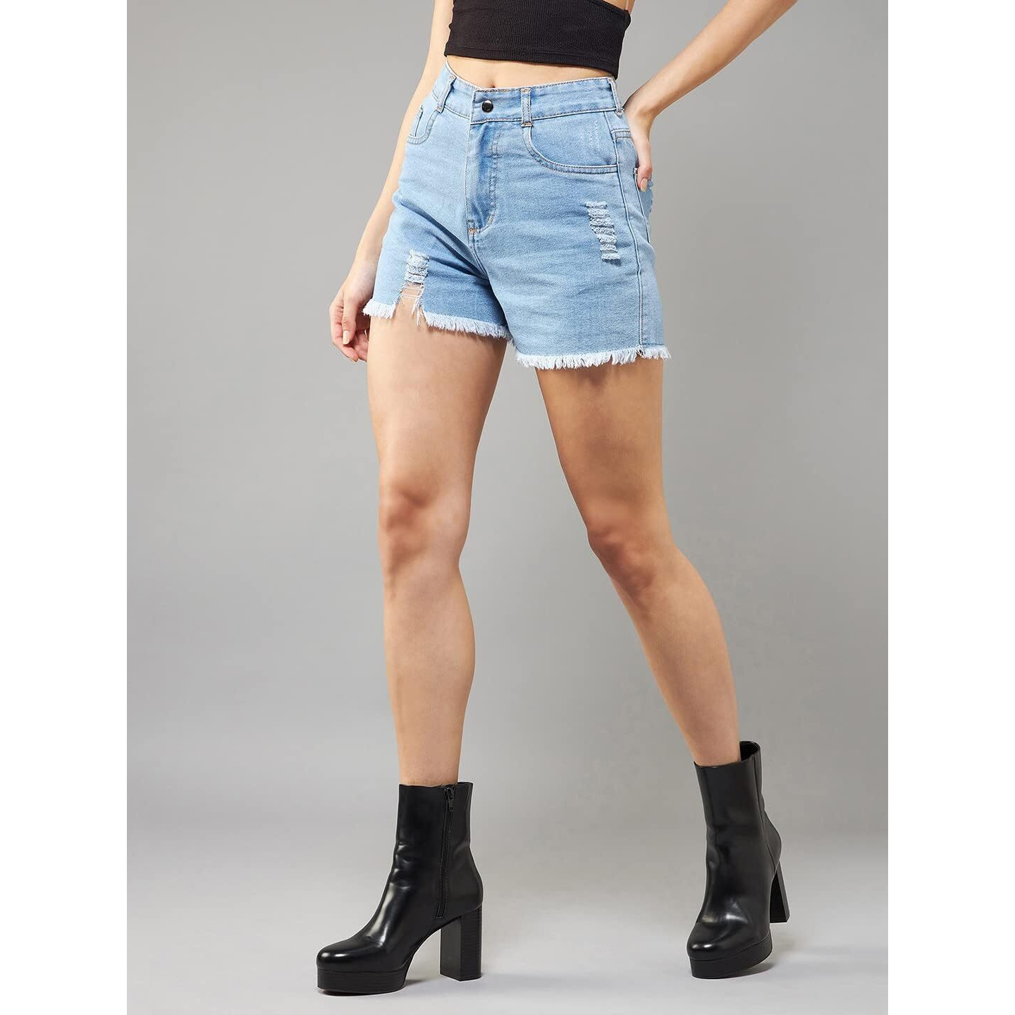 Dolce Crudo Amplify Hope Denim Ripped Shorts Blue