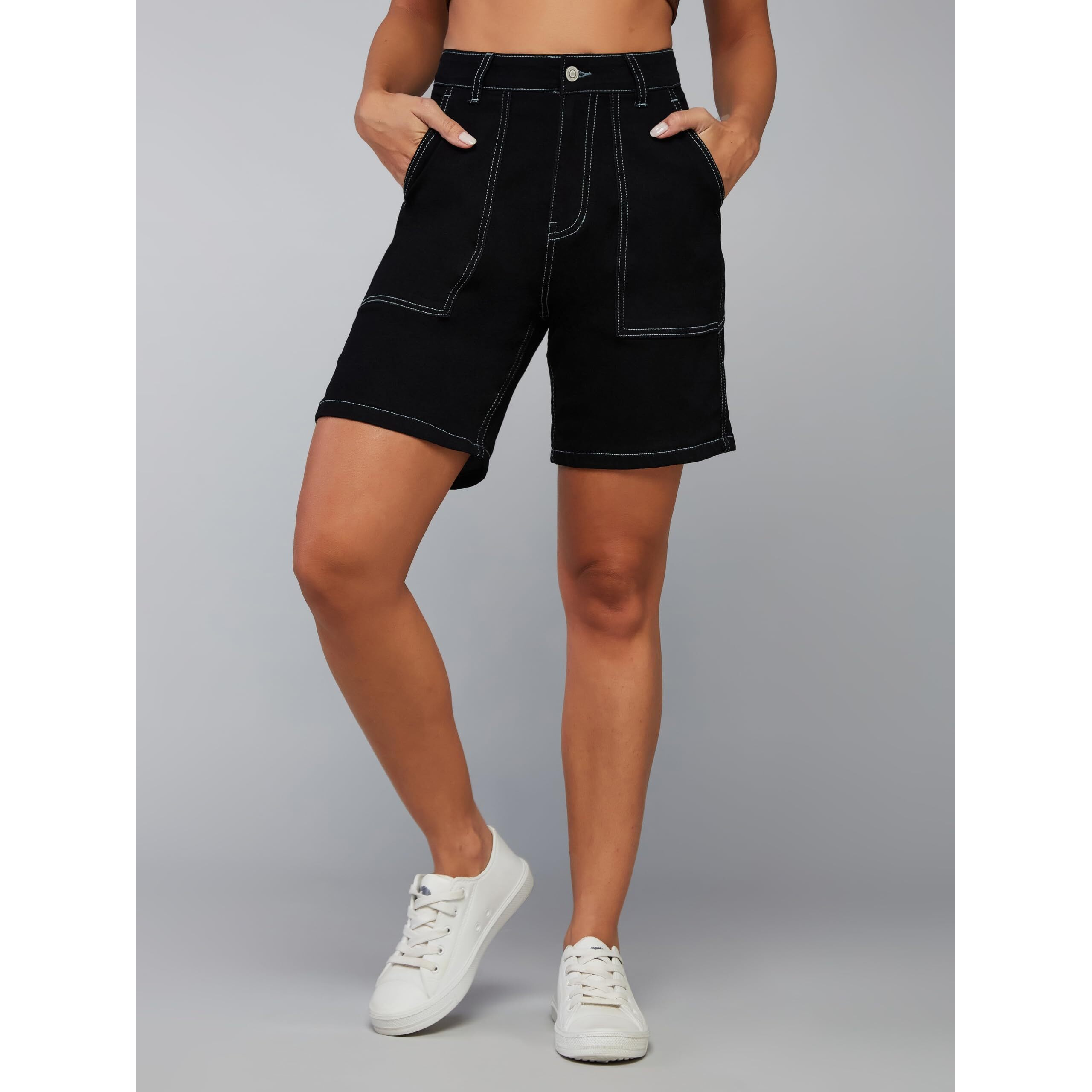 Dolce Crudo Swing Swagger Denim Shorts Black