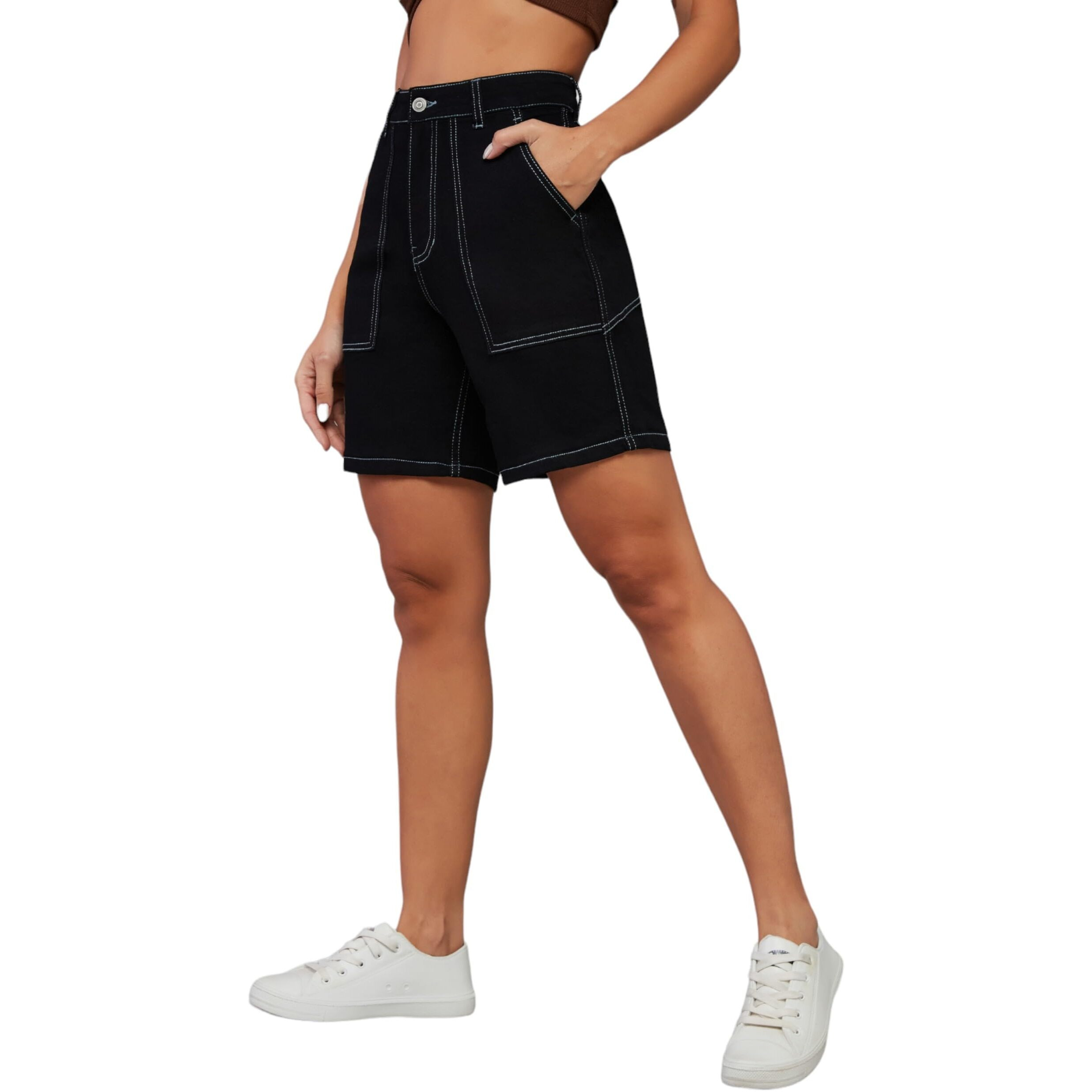 Dolce Crudo Swing Swagger Denim Shorts Black