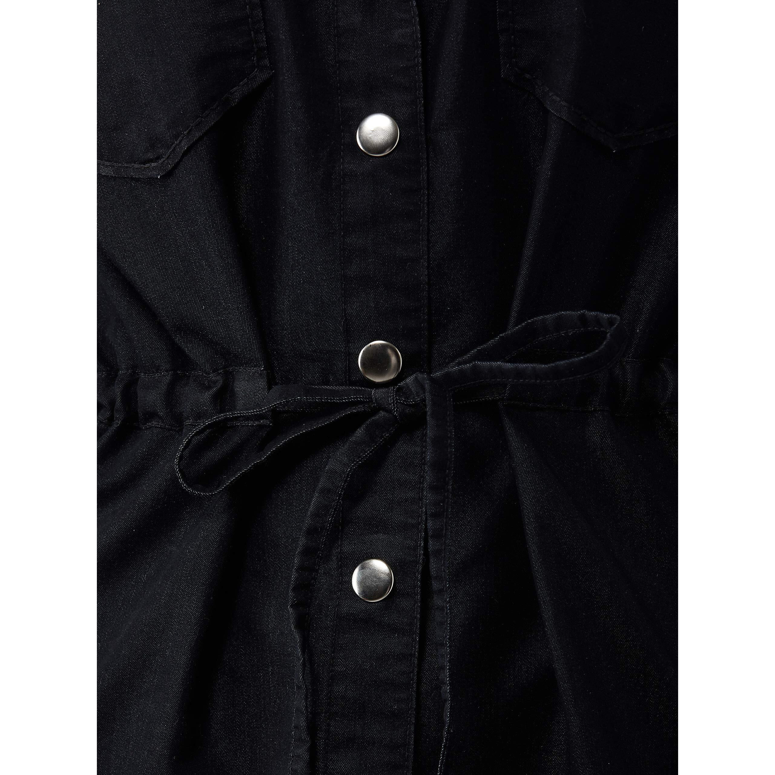 Dolce Crudo Women's Black Denim Solid Hoodie Tie Up Jacket(Doaw19Den05-52-62-06,Black,X-Large)