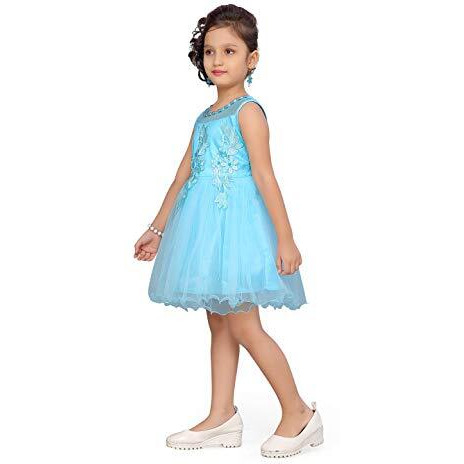 Aarika Baby-Girl's Net Fit And Flare Knee-Length Dress (Dfk-24325_Turquoise_18)