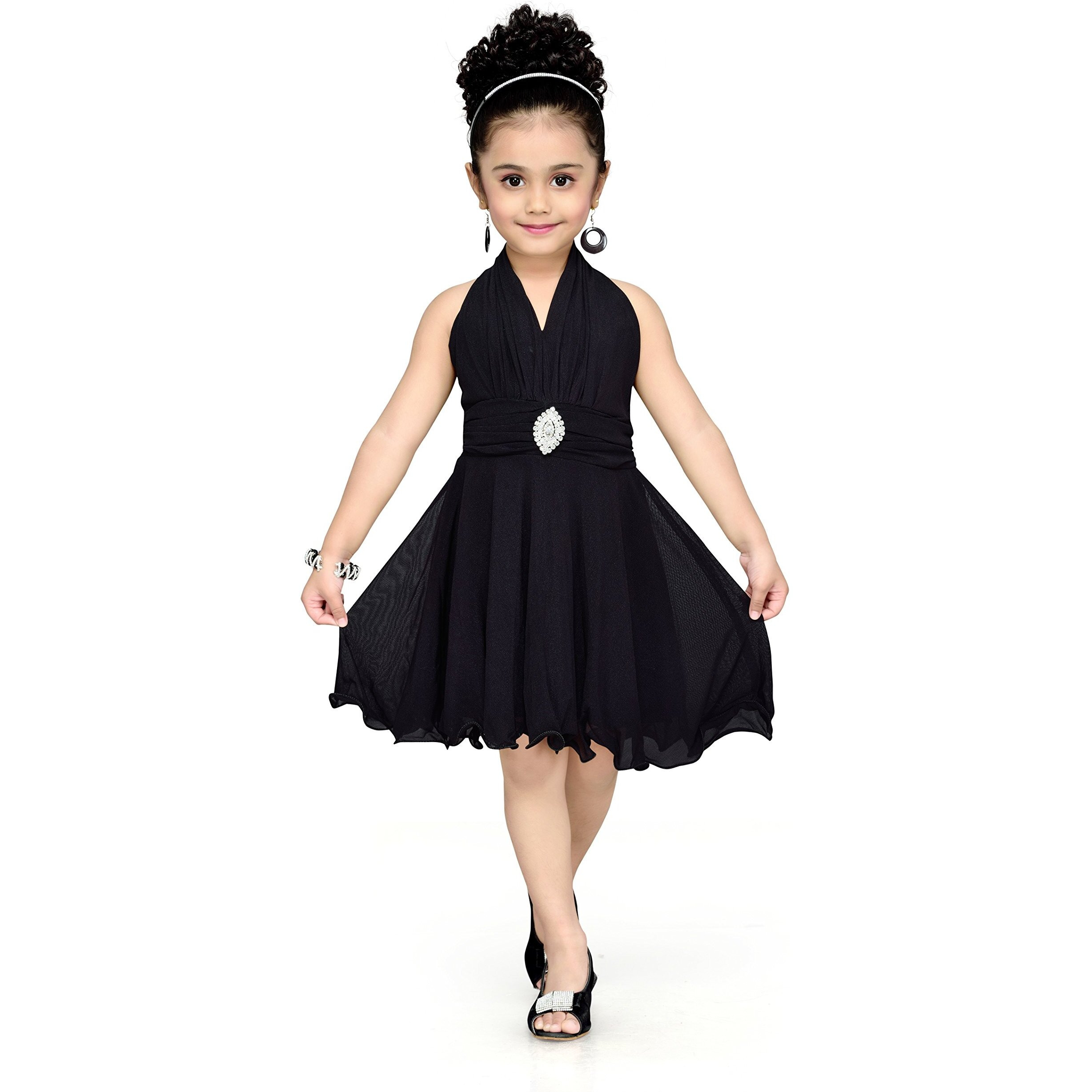 Aarika Baby Girl Knee Length Dress Black 6 Months-12 Months