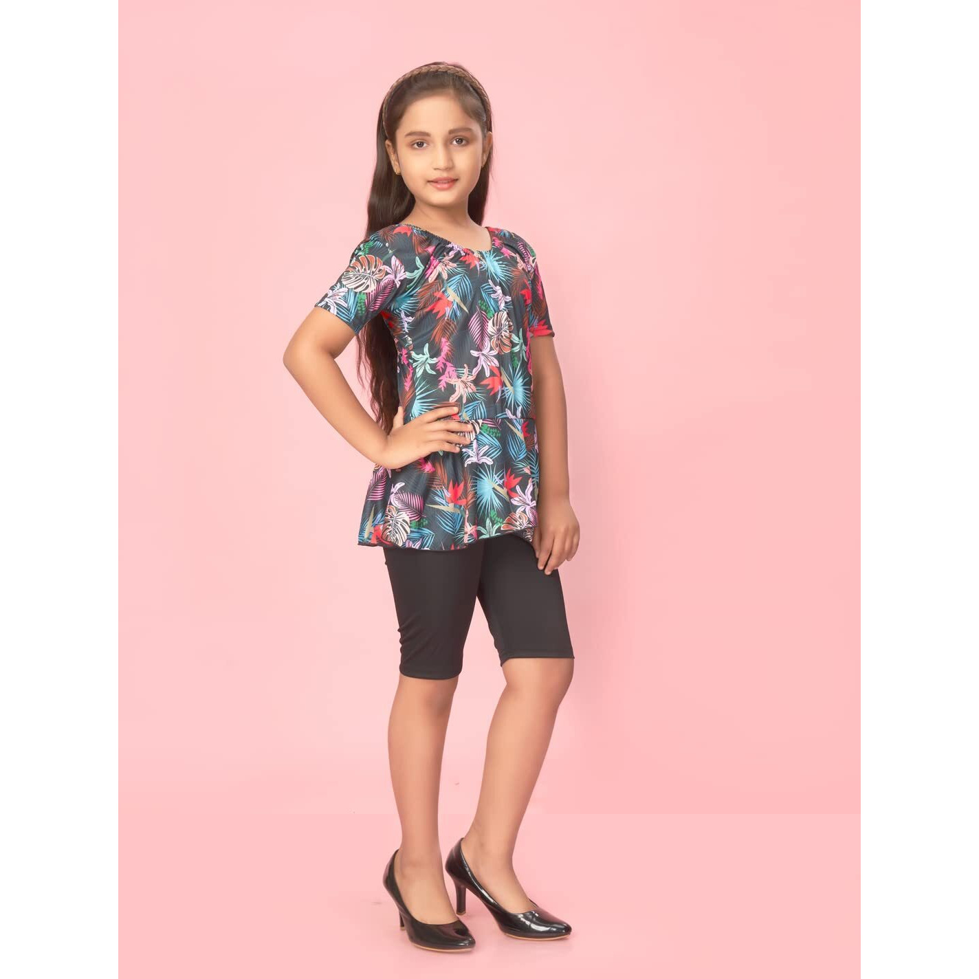 Aarika Girl's Contemporary One Piece Swimsuit (New_Sonata-Digital-Printed_Black