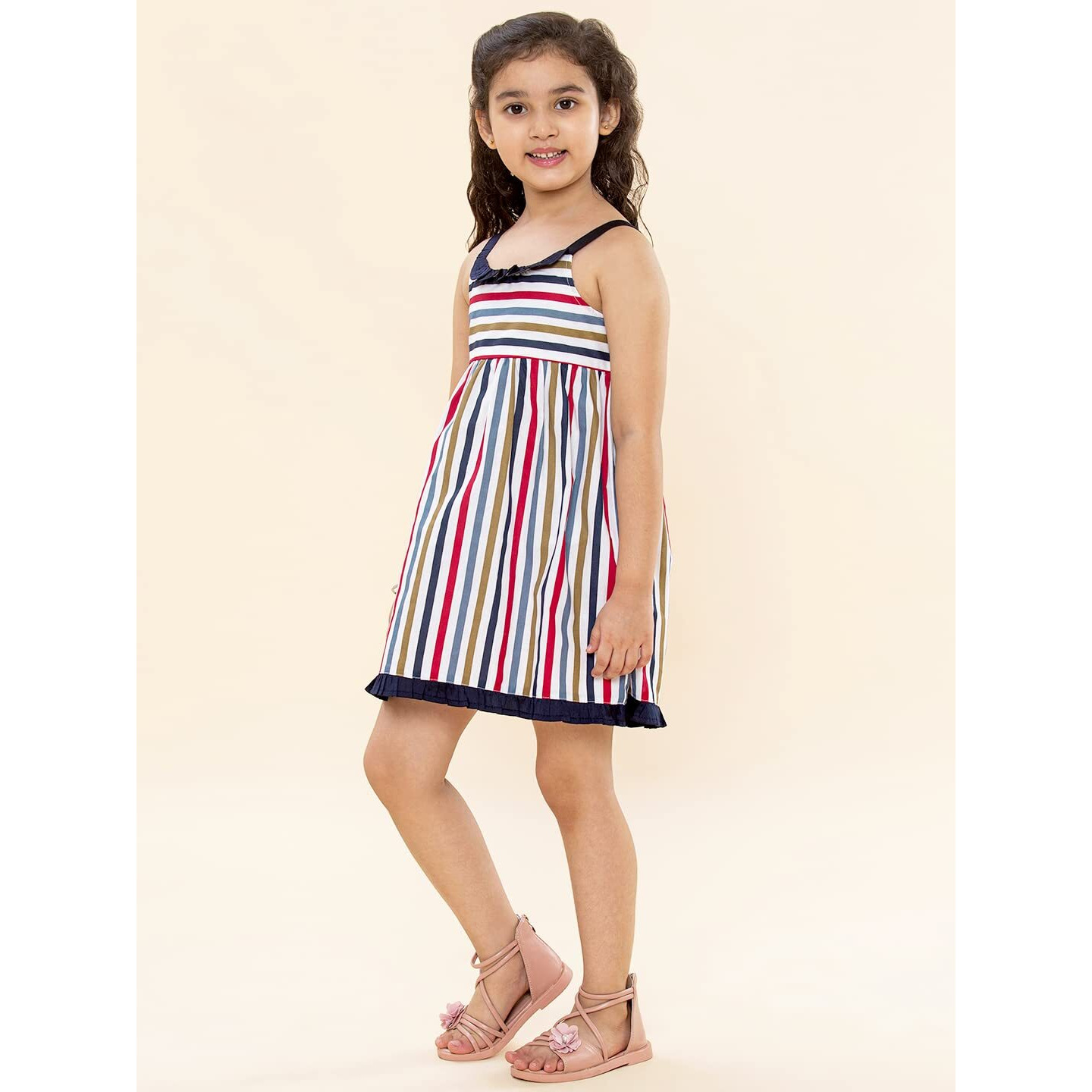 A.T.U.N Baby Girl's Cotton Skater Knee Length Dress (Gdrs Jul Msn_Multicoloured_1-2 Y)