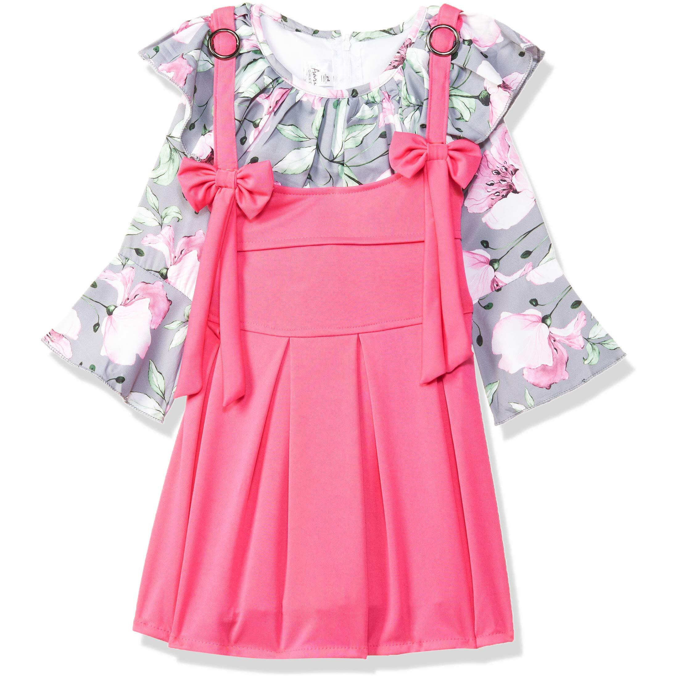 Aarika Girl Cotton Blend Floral Skirt Top Suit-Dress Set (Dr-1607_Grey_26)