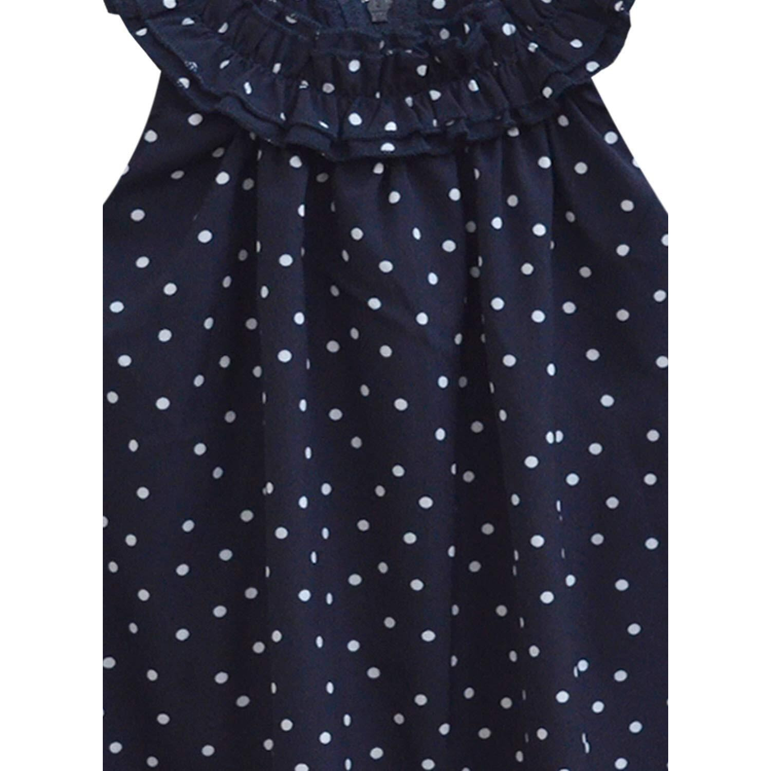 A.T.U.N Girl's Cotton A-Line Mini Dress (Gdrs Trc Npd_Navy-White_3-4 Yr)