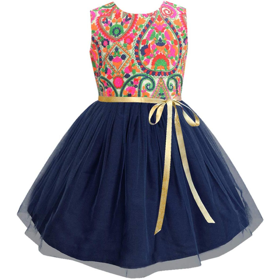 A.T.U.N Baby Girl's Skater Dress (Gdrs Tuo Lmn_Navy_1-2 Years_Navy Blue_1-2 Years)
