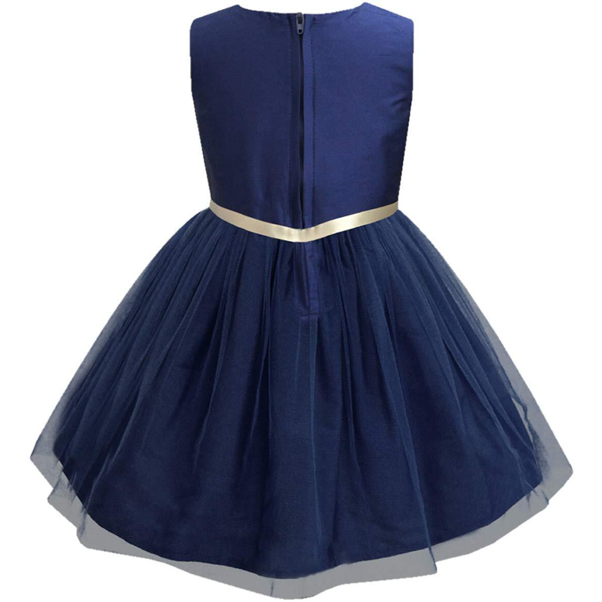 A.T.U.N Baby Girl's Skater Dress (Gdrs Tuo Lmn_Navy_1-2 Years_Navy Blue_1-2 Years)