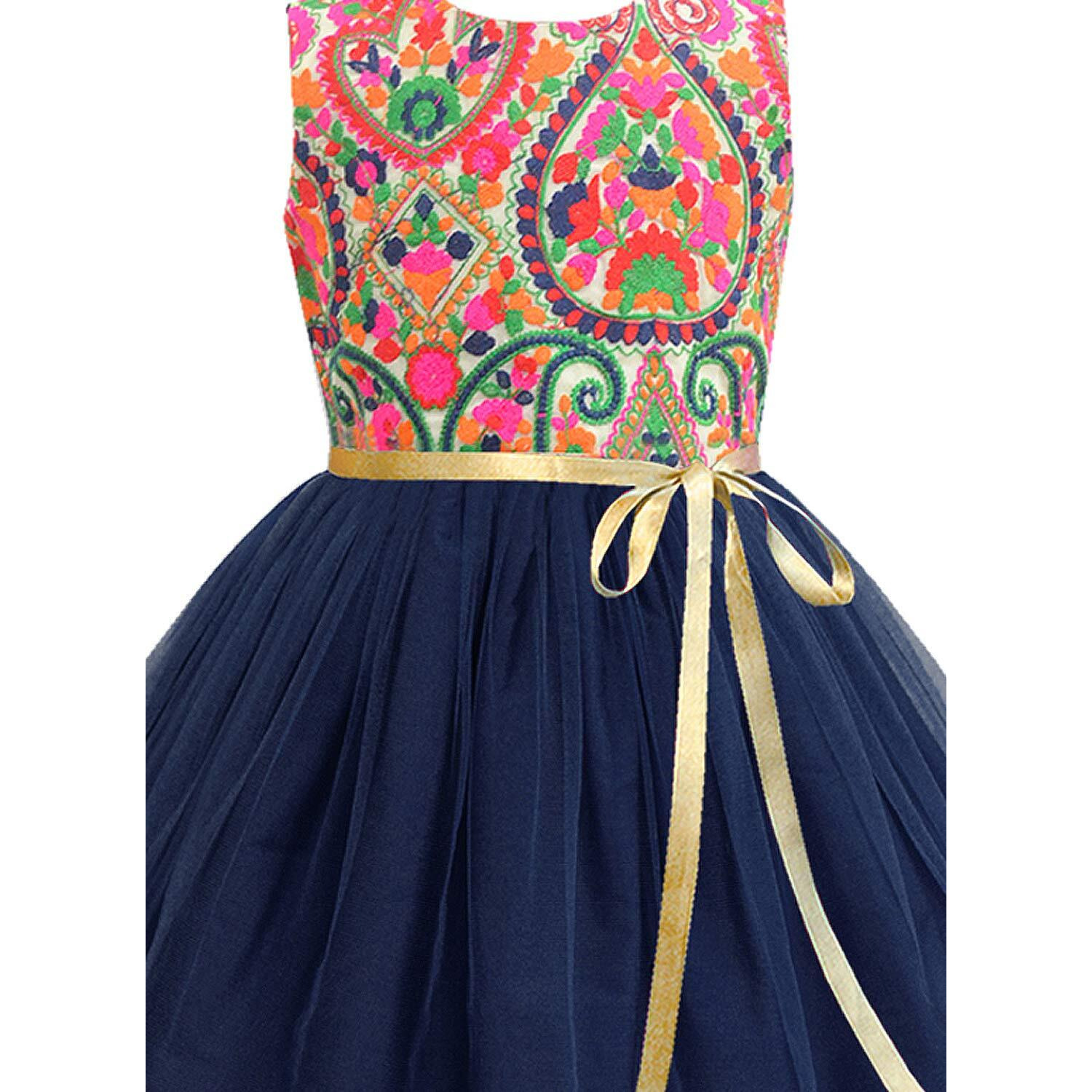 A.T.U.N Baby Girl's Skater Dress (Gdrs Tuo Lmn_Navy_1-2 Years_Navy Blue_1-2 Years)