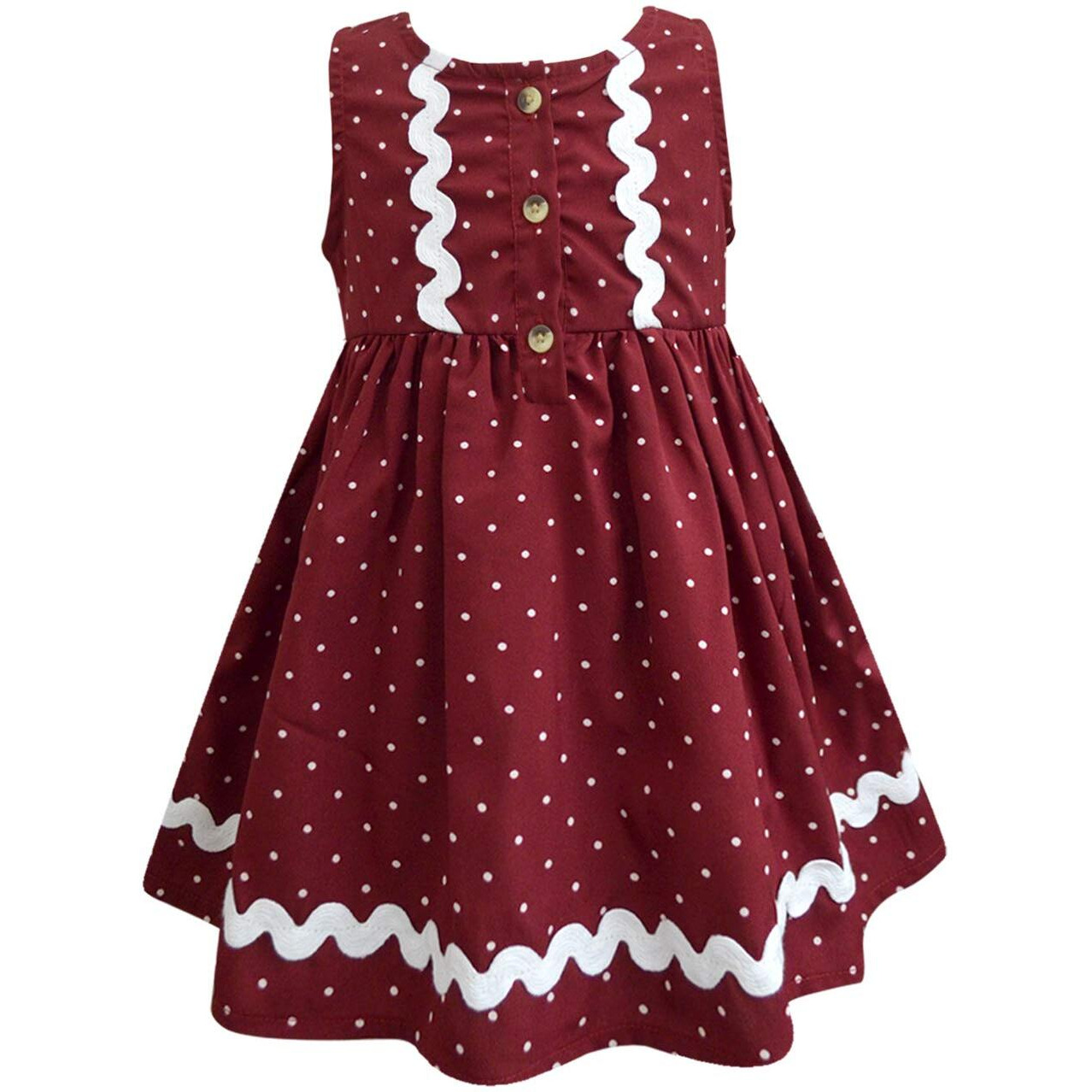 A.T.U.N Cotton Empire Dress (Gdrs Pen Mrp_Maroon_6-7 Yr)