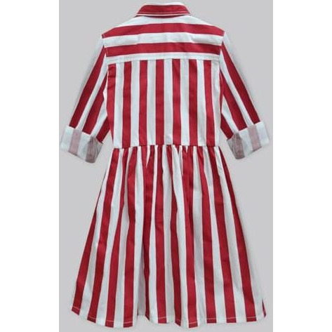A.T.U.N Cotton Shirt Dress (Gdrs Sht Rdn_Red-White_12-13 Yr)