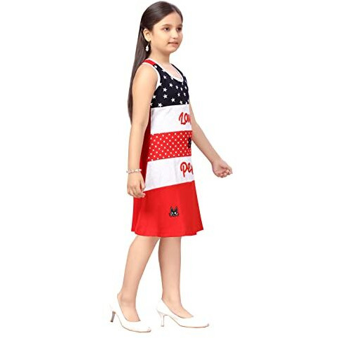 Aarika Girl's Cotton Blend Fit And Flare Knee-Length Dress (Fk-P-1096_Red_20)