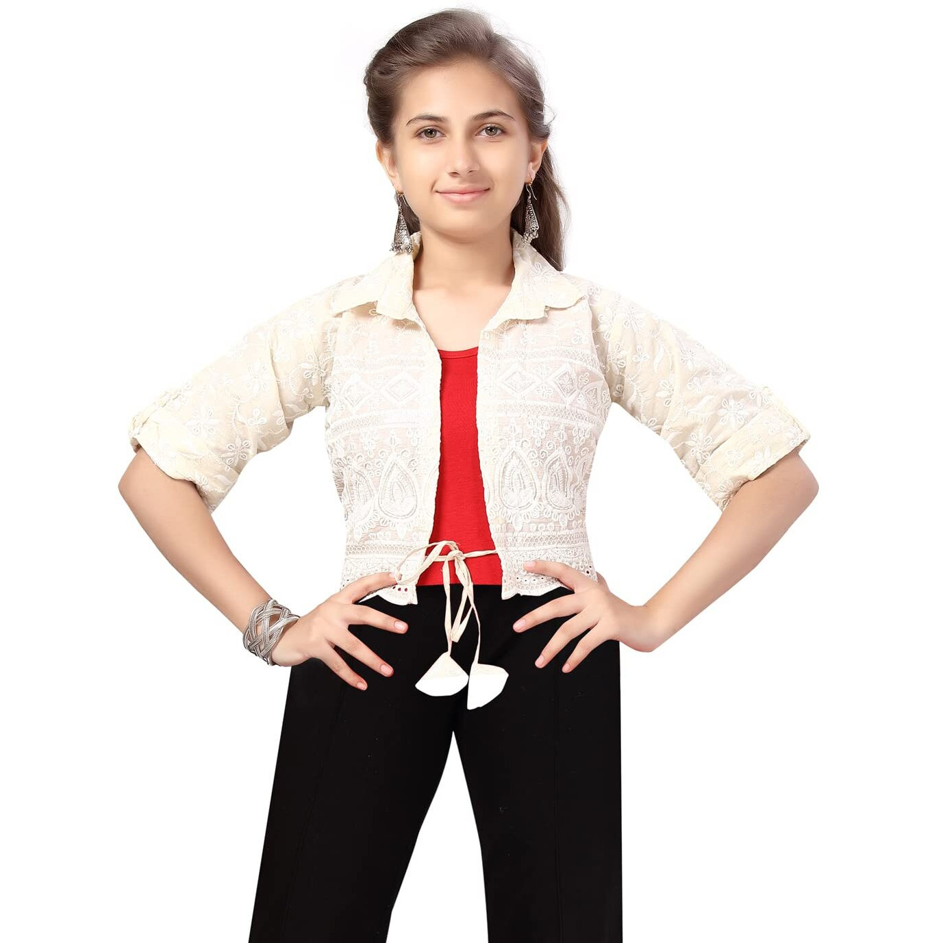 Aarika Girl's A-Line Coat (Jk-5021_Cream