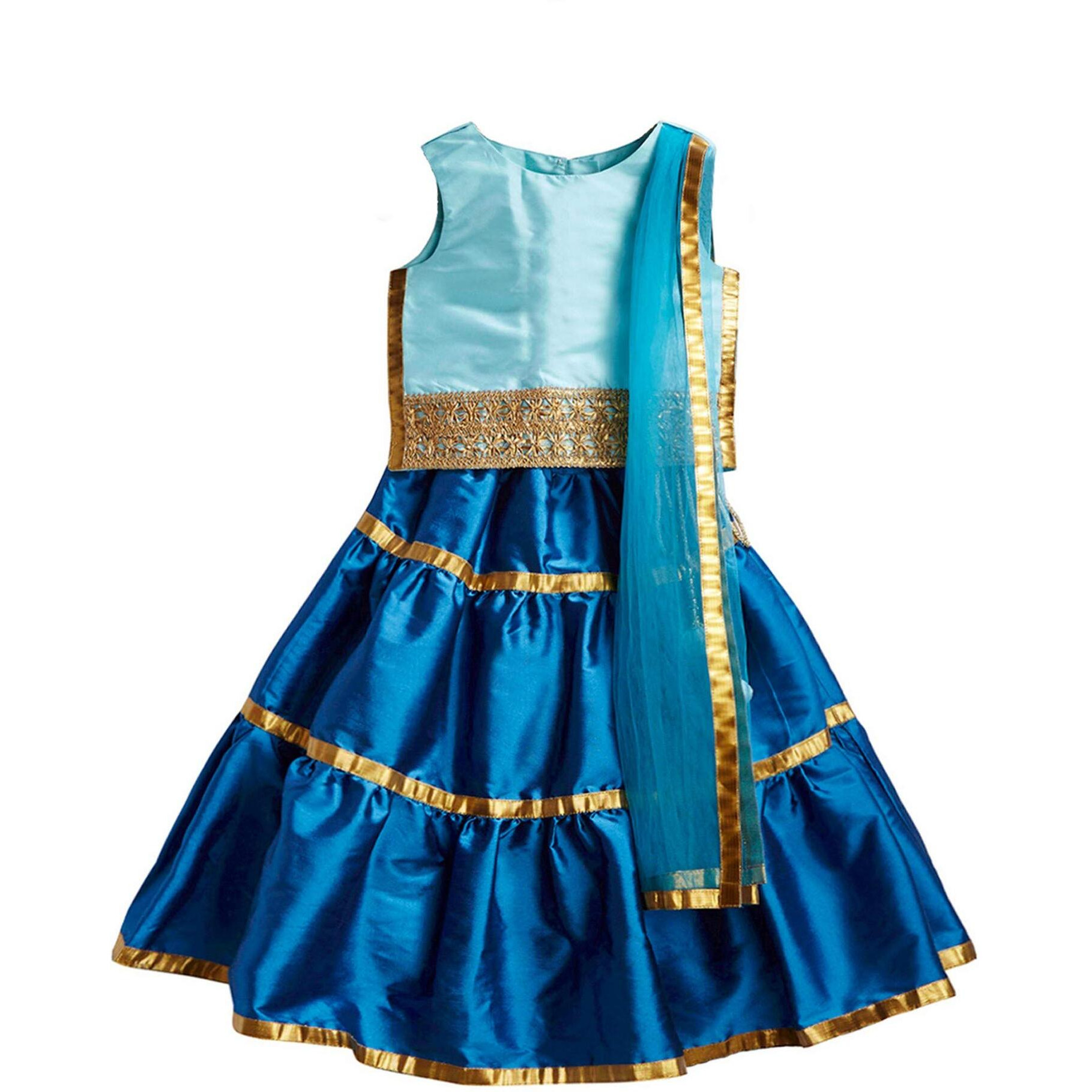 A.T.U.N Baby Girl Synthetic Readymade Ghagra Choli And Dupatta Set(Glhg Got Mnt_Mint-Turquoise_1-2 Years_Mint-Turquoise_1-2 Years)