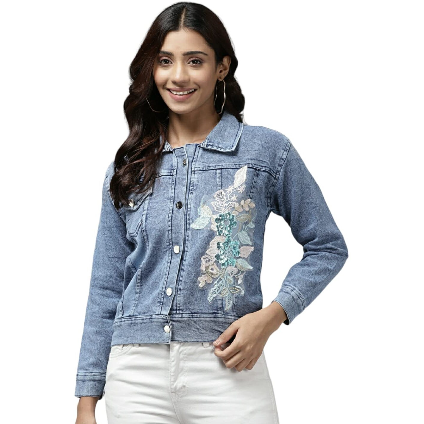 Aarika Girl's A-Line Coat (New_Dn-112_Denim Blue_12-13 Years)