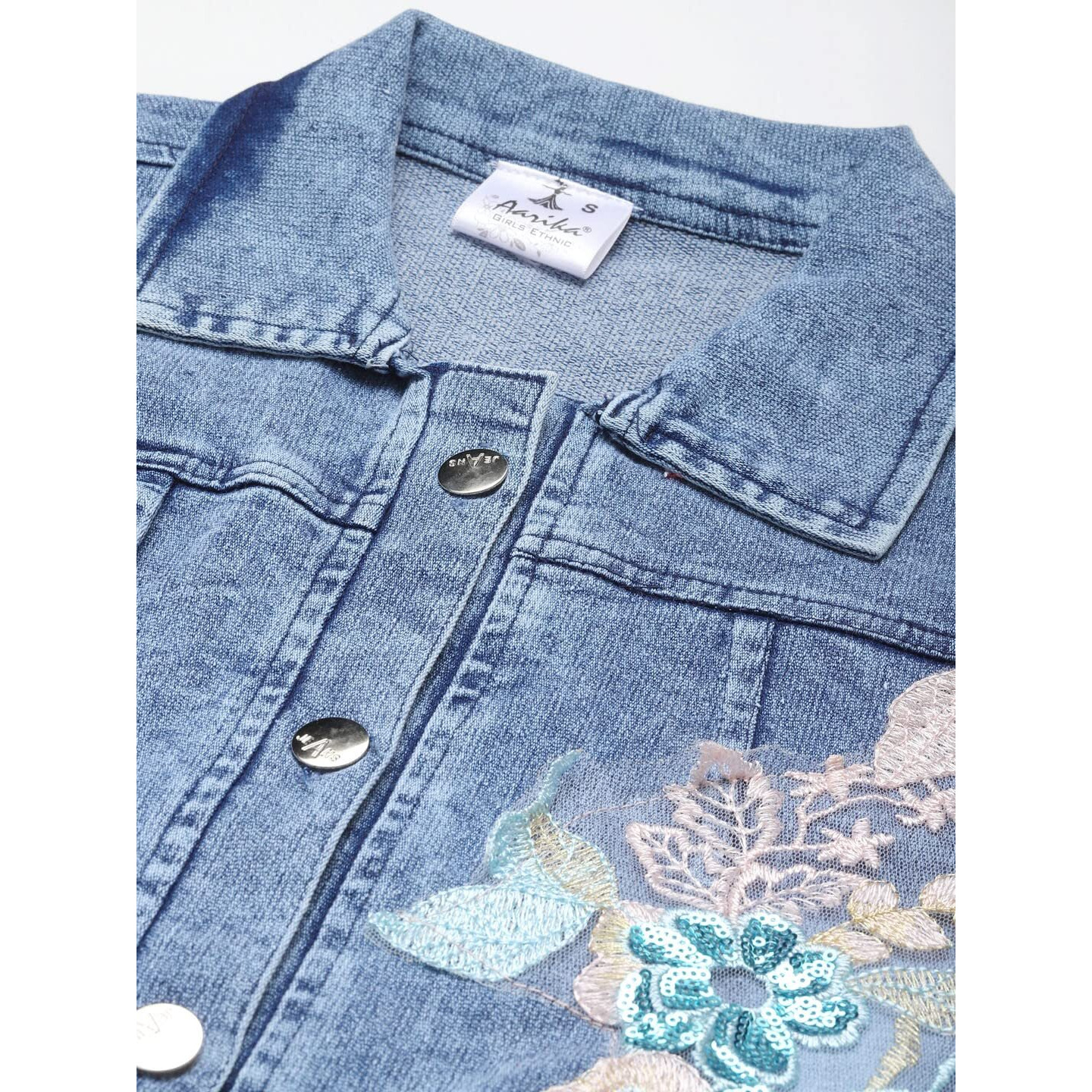 Aarika Girl's A-Line Coat (New_Dn-112_Denim Blue_12-13 Years)