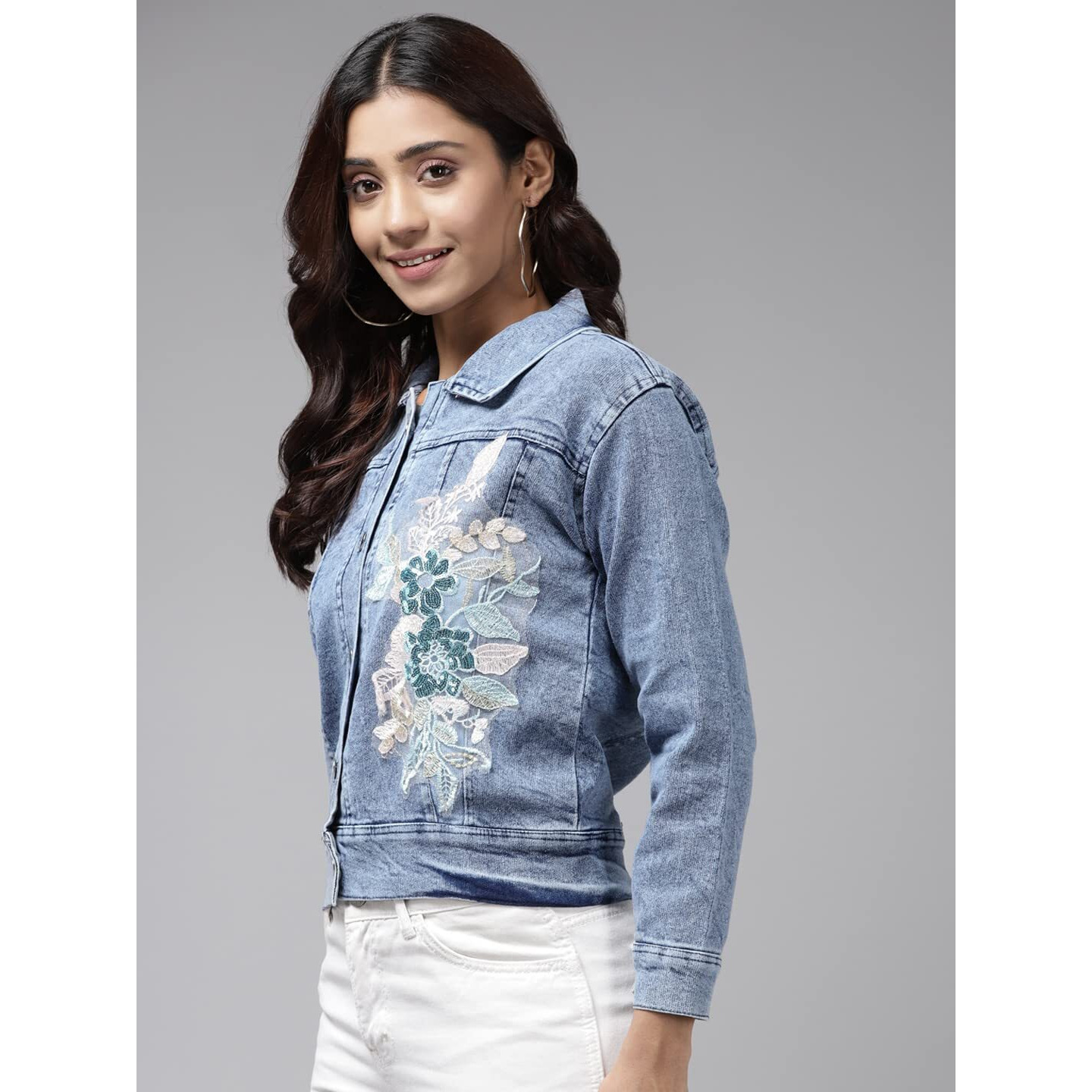 Aarika Girl's A-Line Coat (New_Dn-112_Denim Blue_12-13 Years)